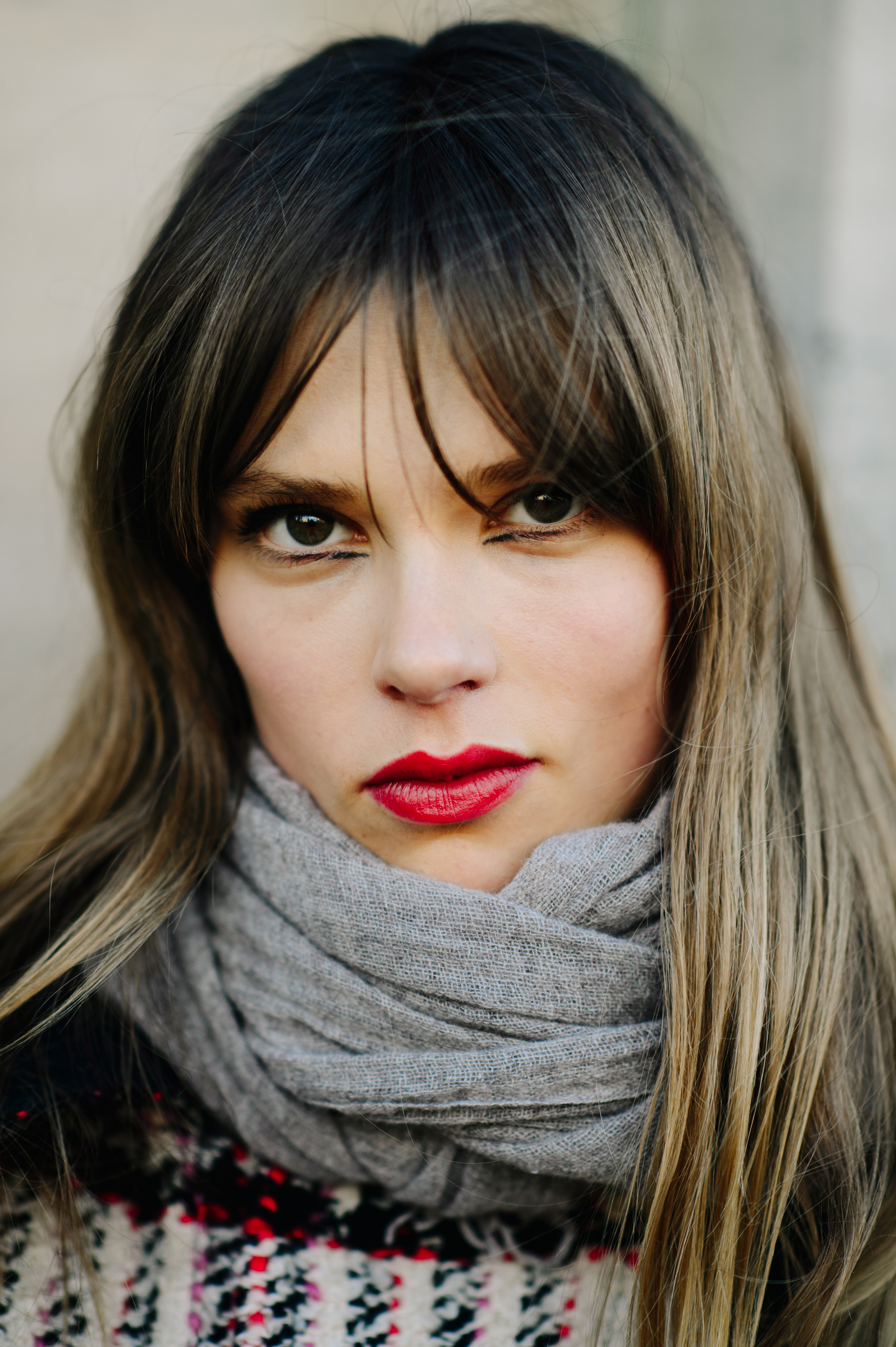 Portrait of a model with red lips