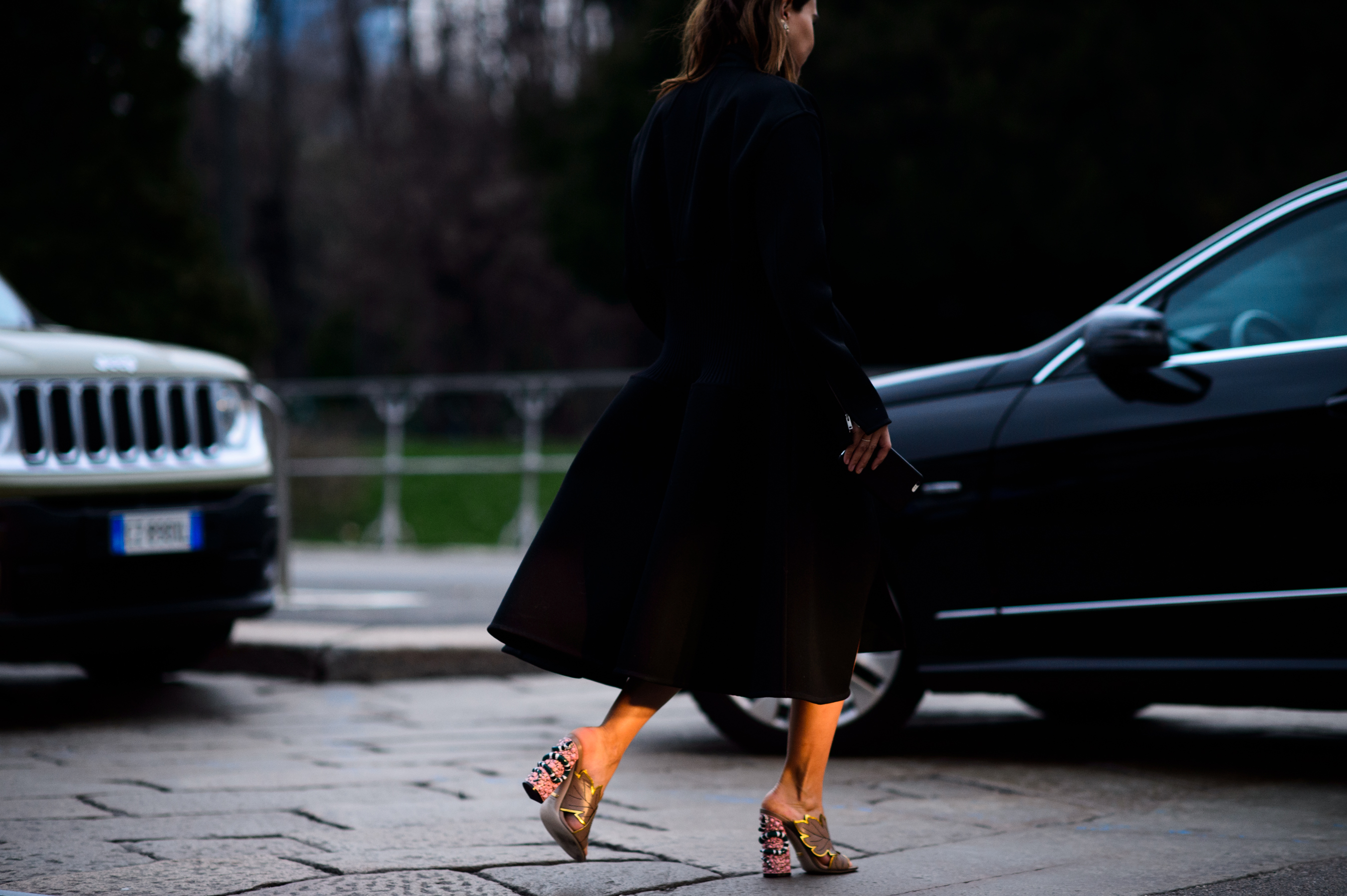 Australian Vogue editor wearing black coat