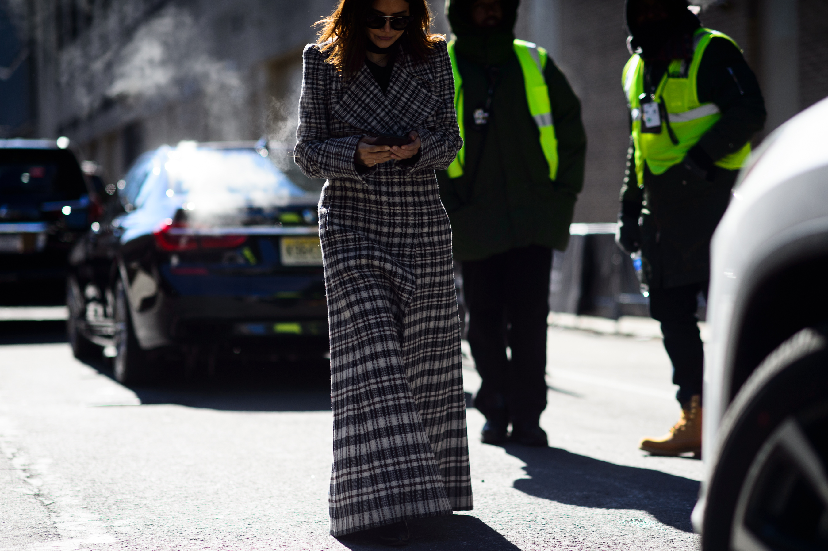 Australian Vogue editor wearing long coat