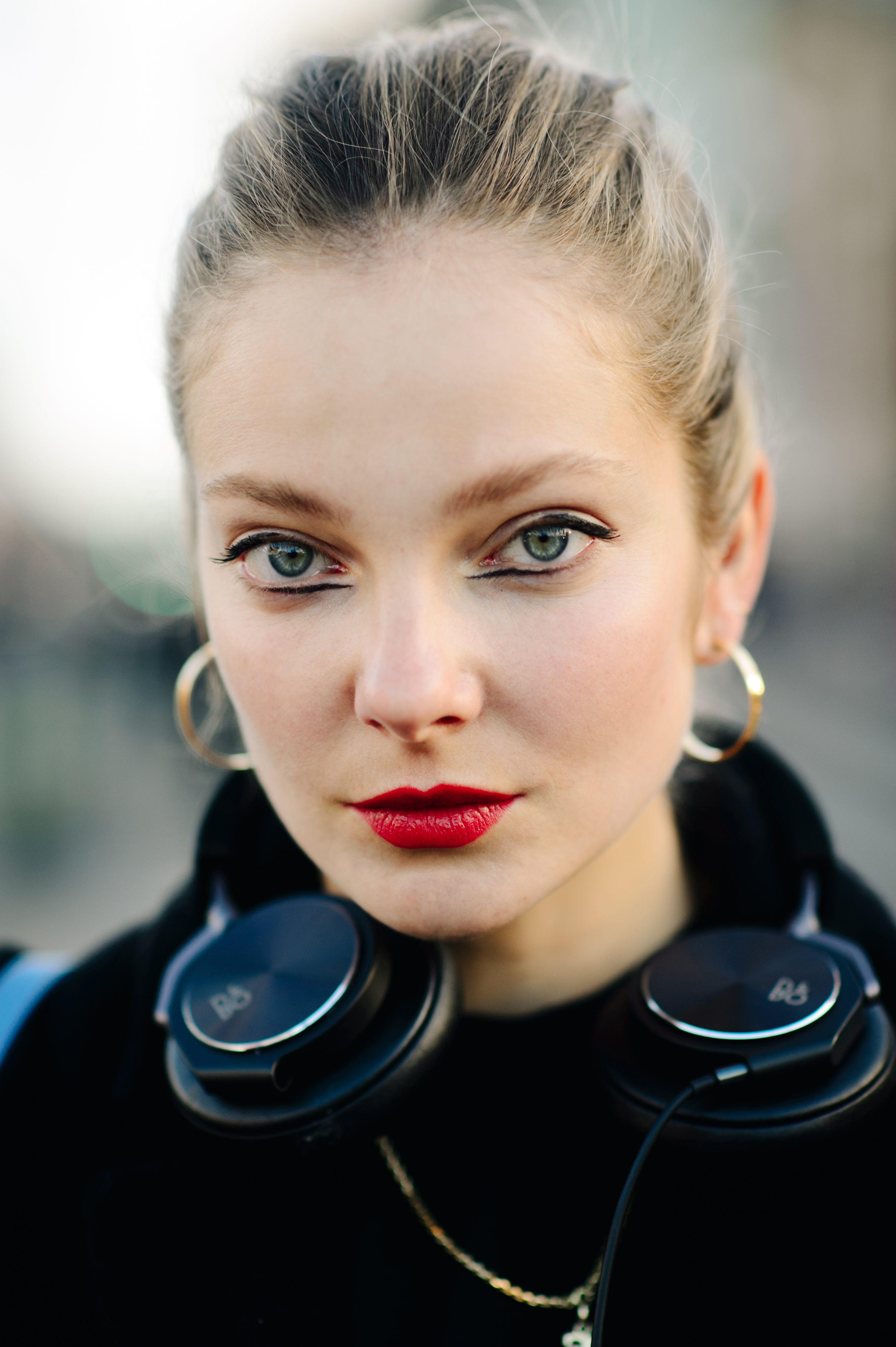 Portrait of a model red lips