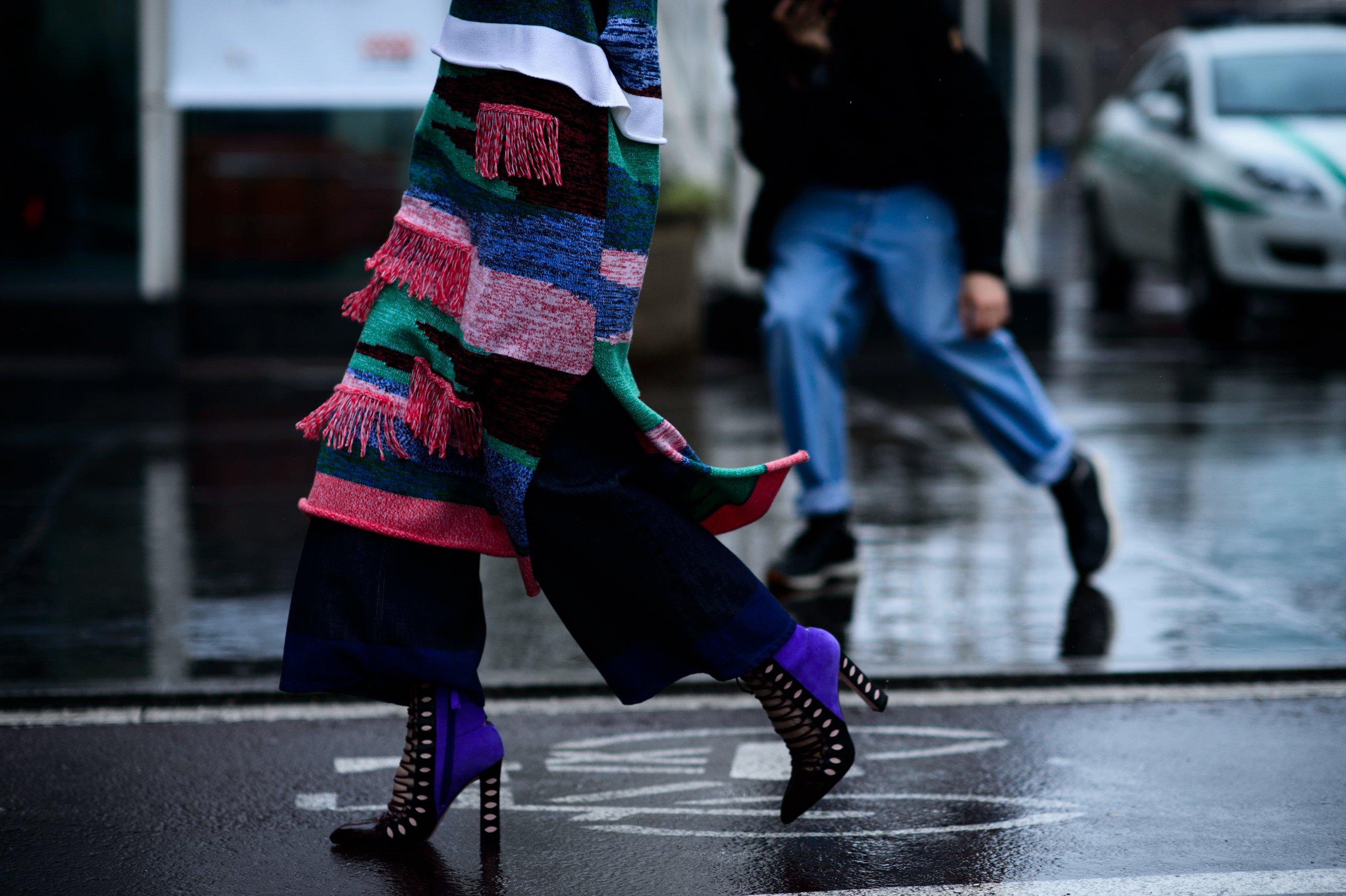 Close up of woman in colorful outfit