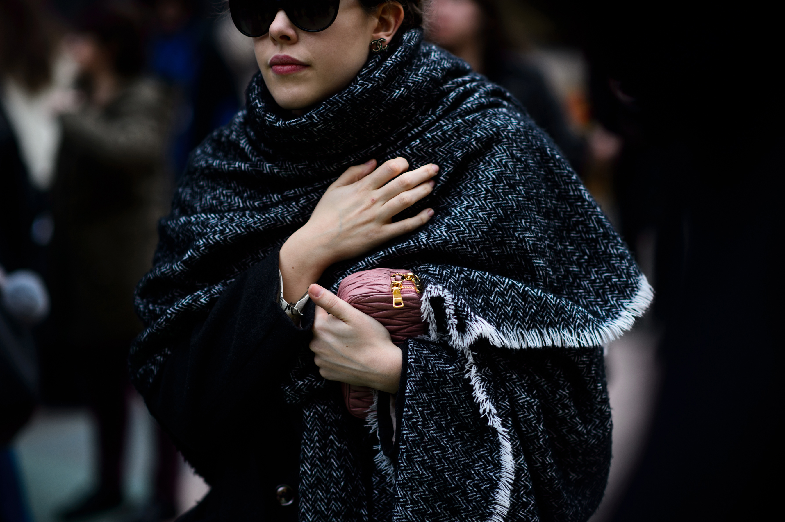Woman wearing black scarf