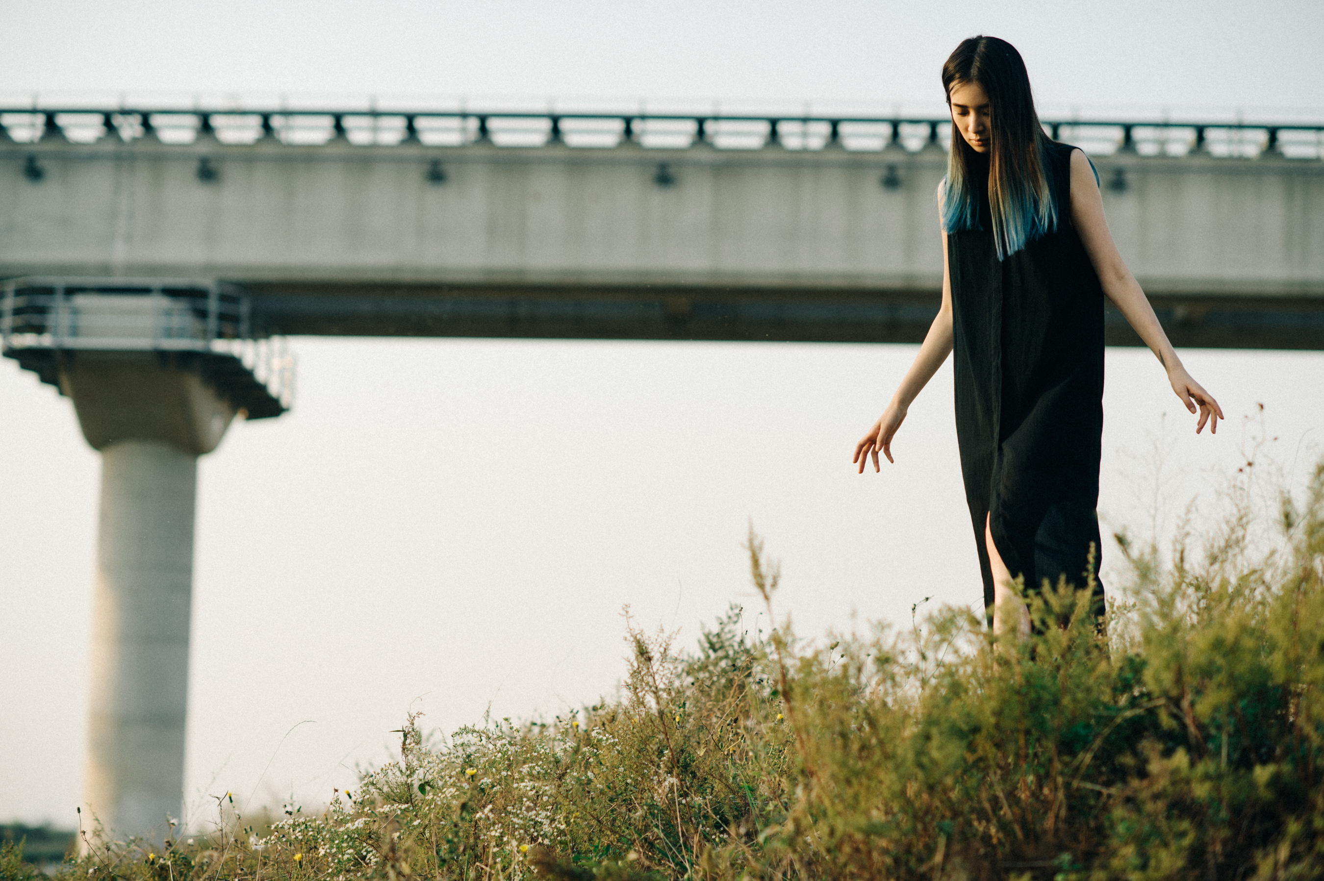 Korean model wearing black
