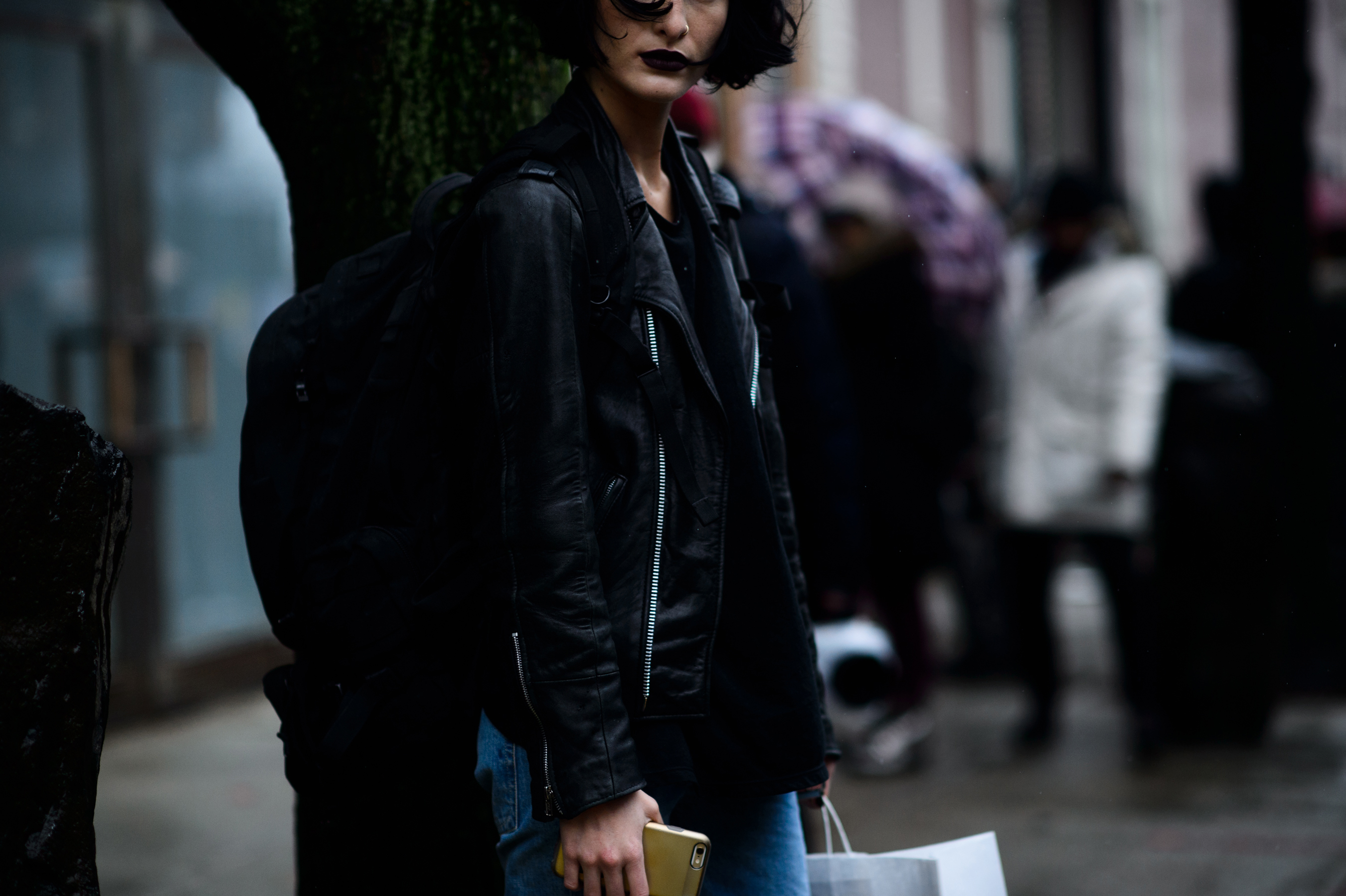Model in black