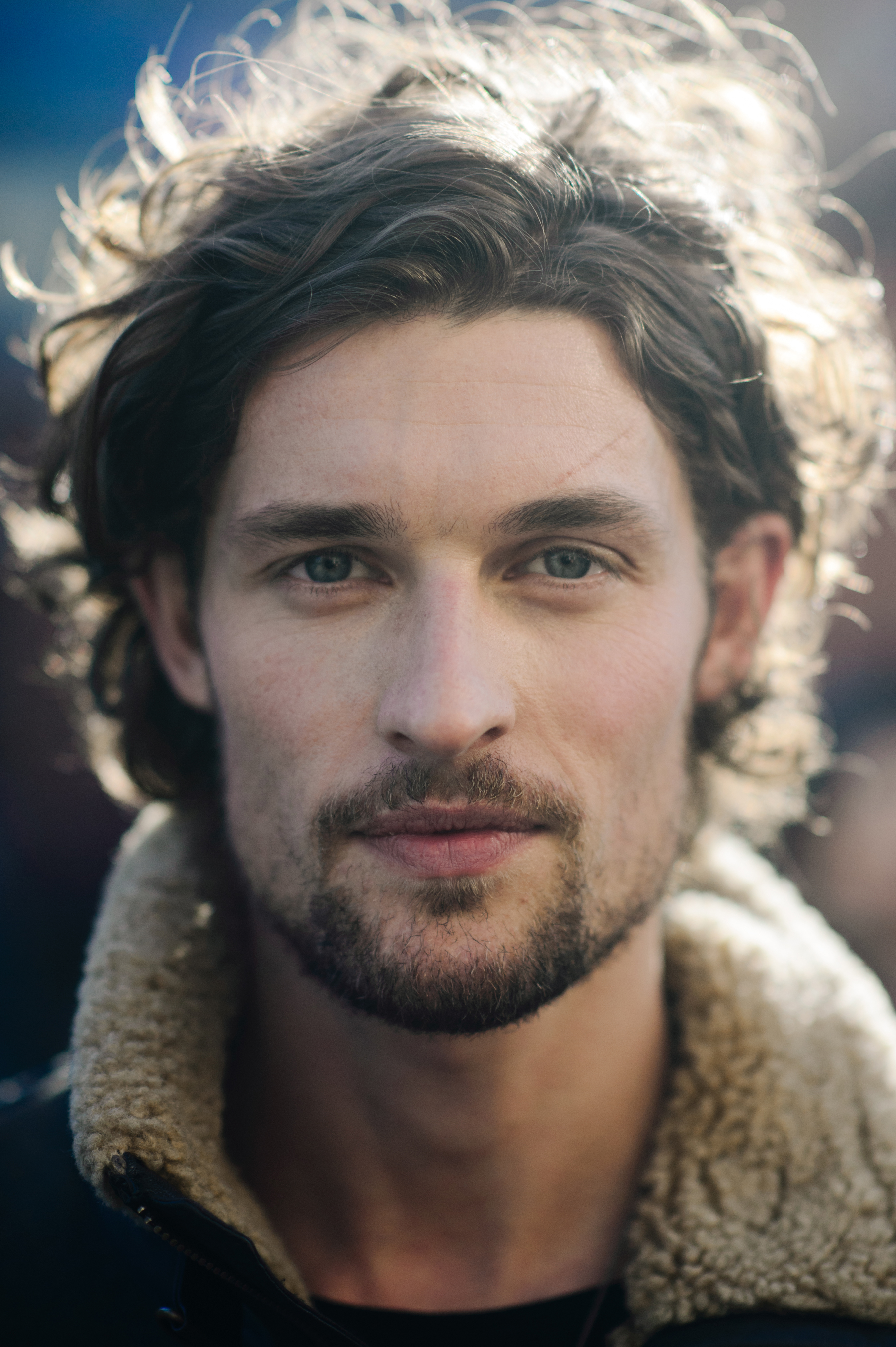 Portrait of man curly hair