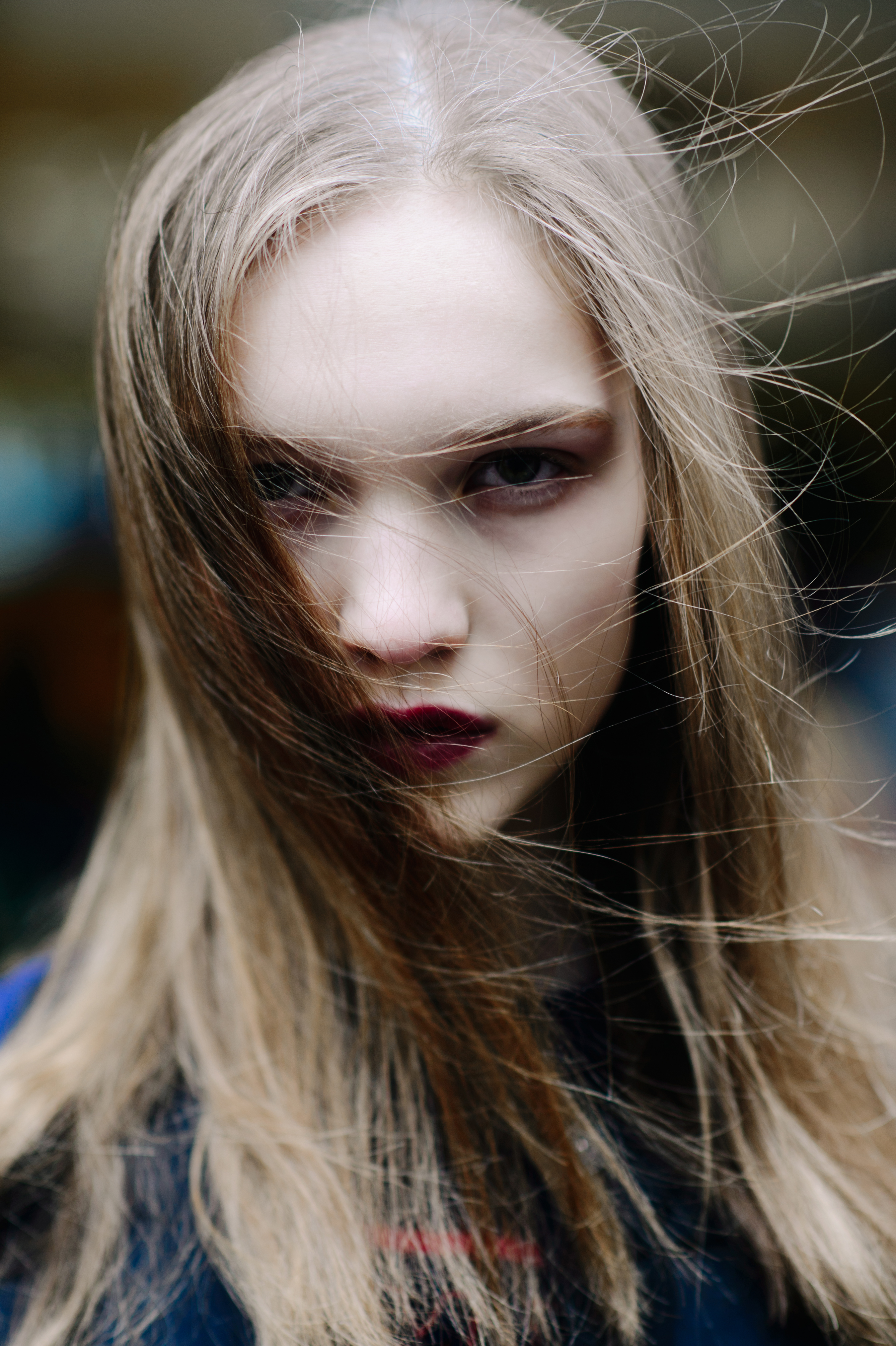 Portrait of a model with red lips