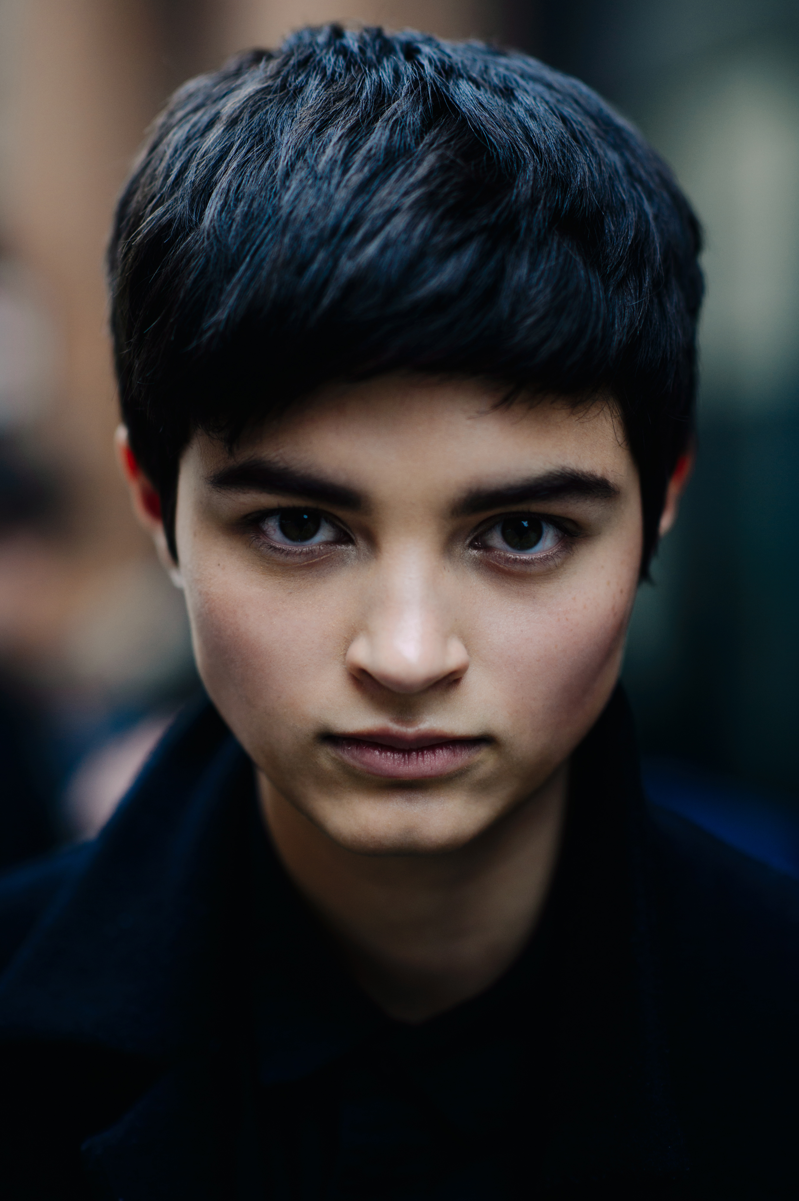 Portrait of model with short hair
