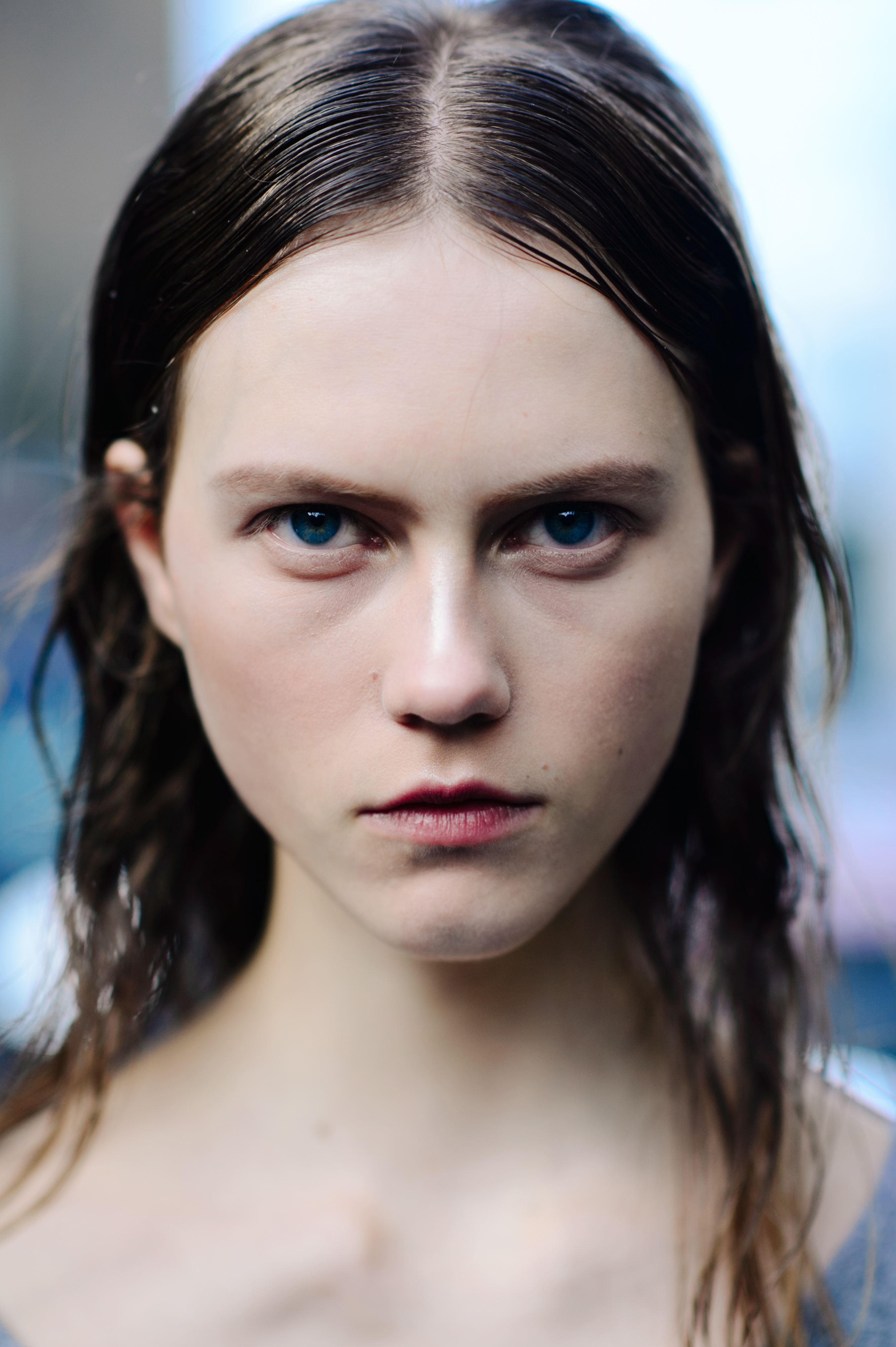 Portrait of a model with blue eyes