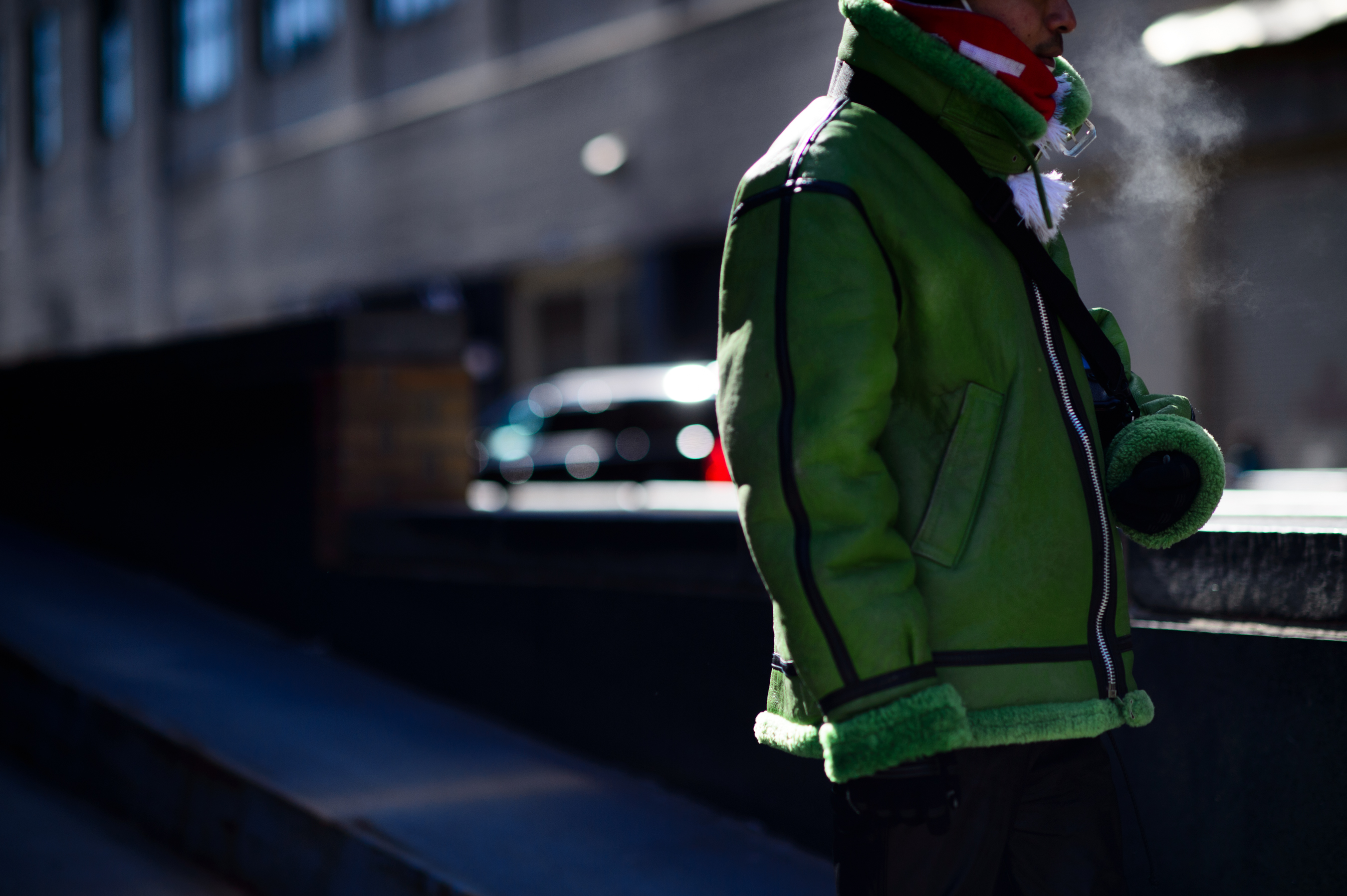 Japanese photographer green shearling