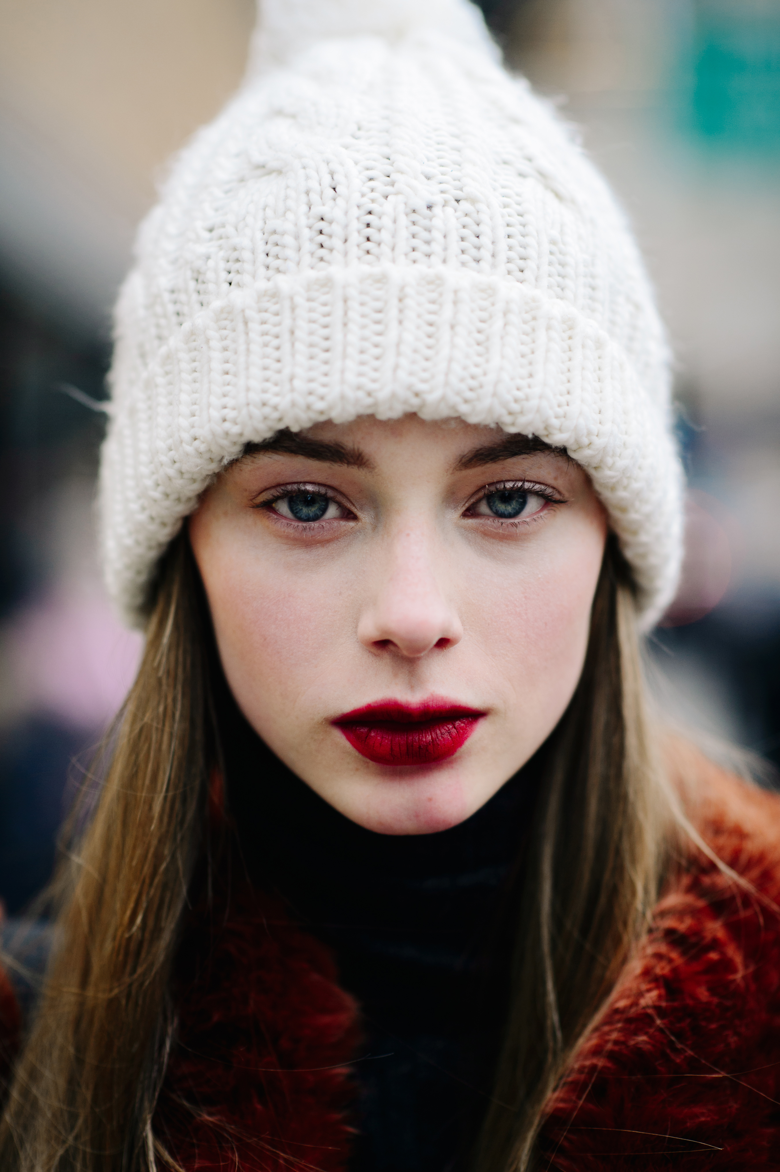 Portrait of model red lips