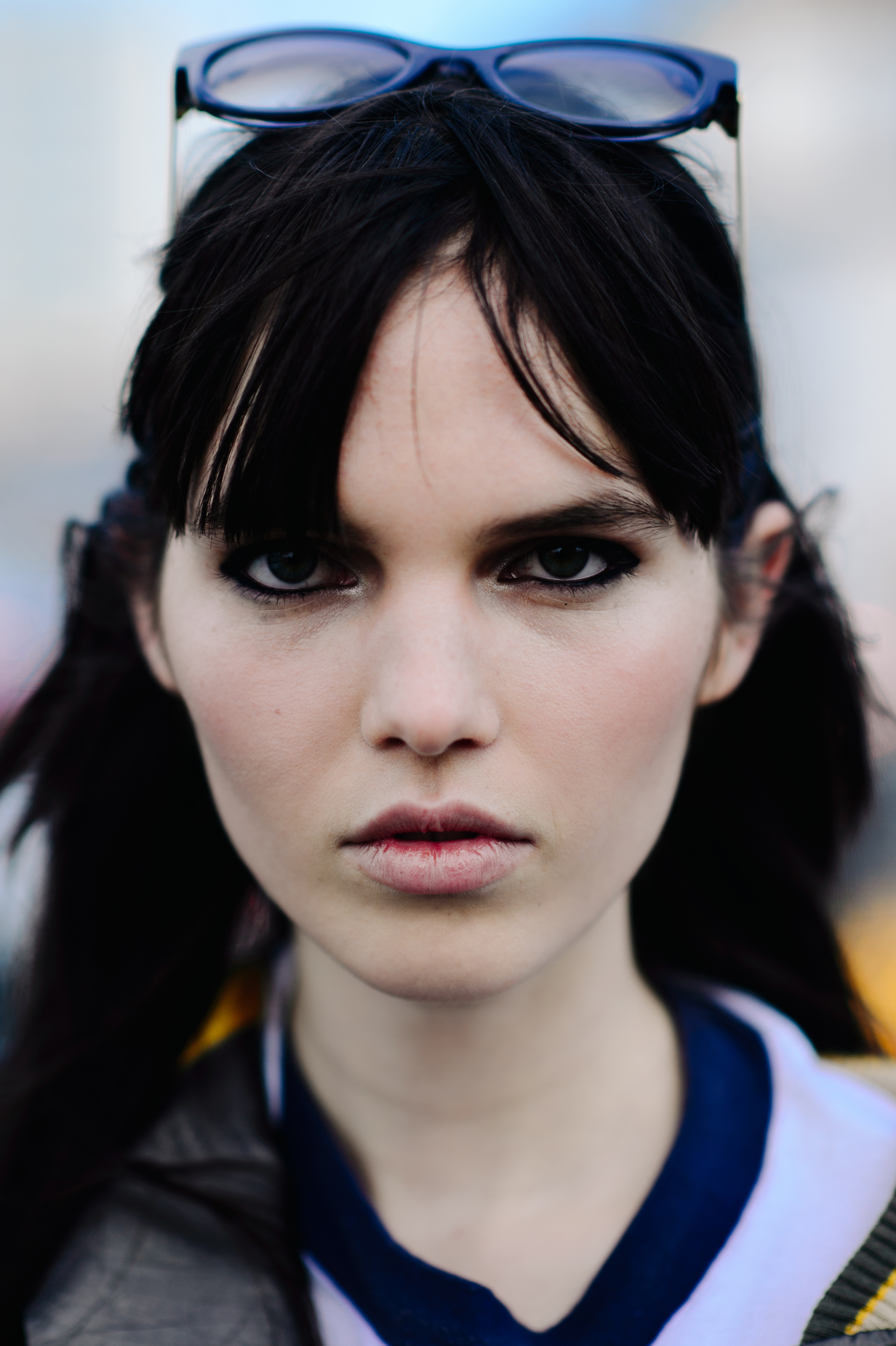 Portrait of model with black hair