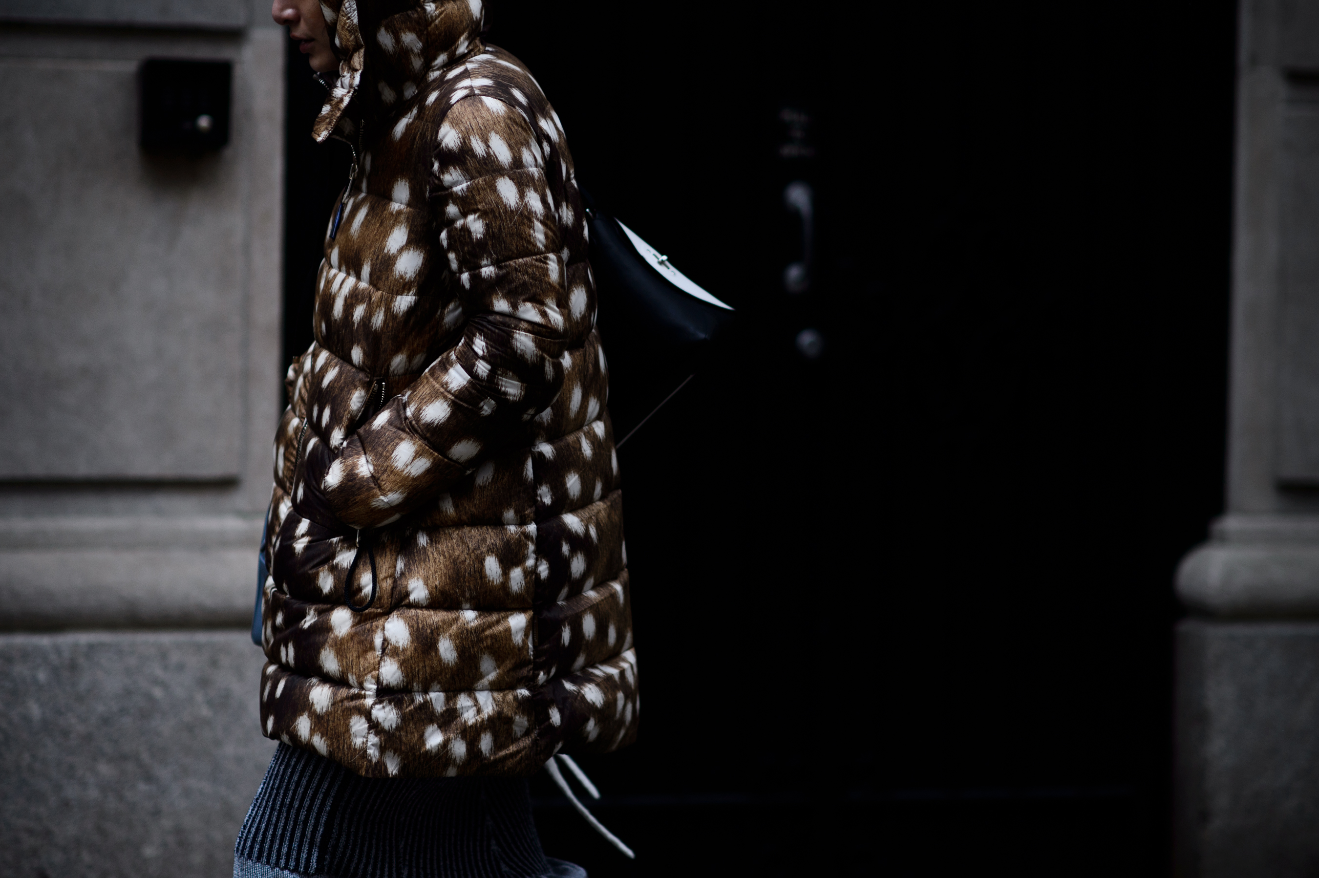 Woman wearing puffy jacket