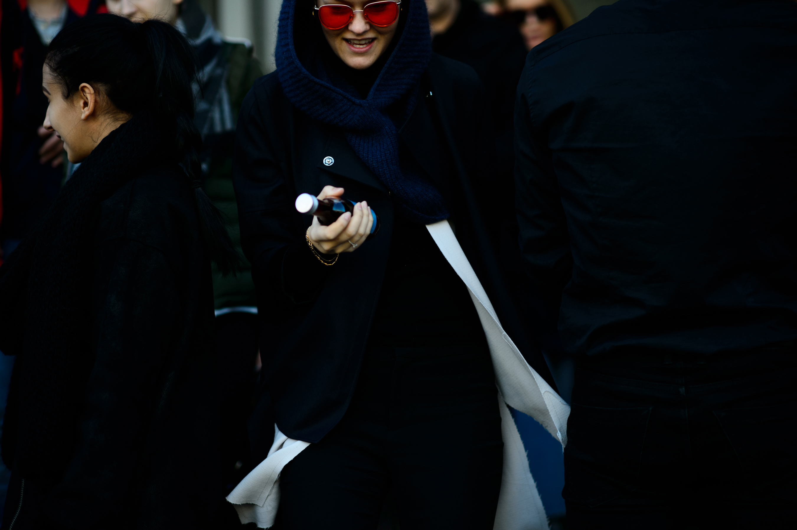 Woman wearing red glasses