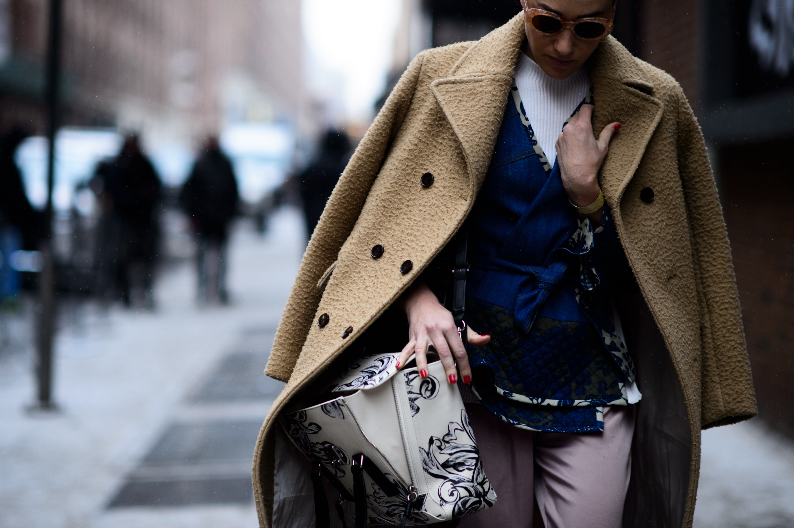 Woman wearing beige coat
