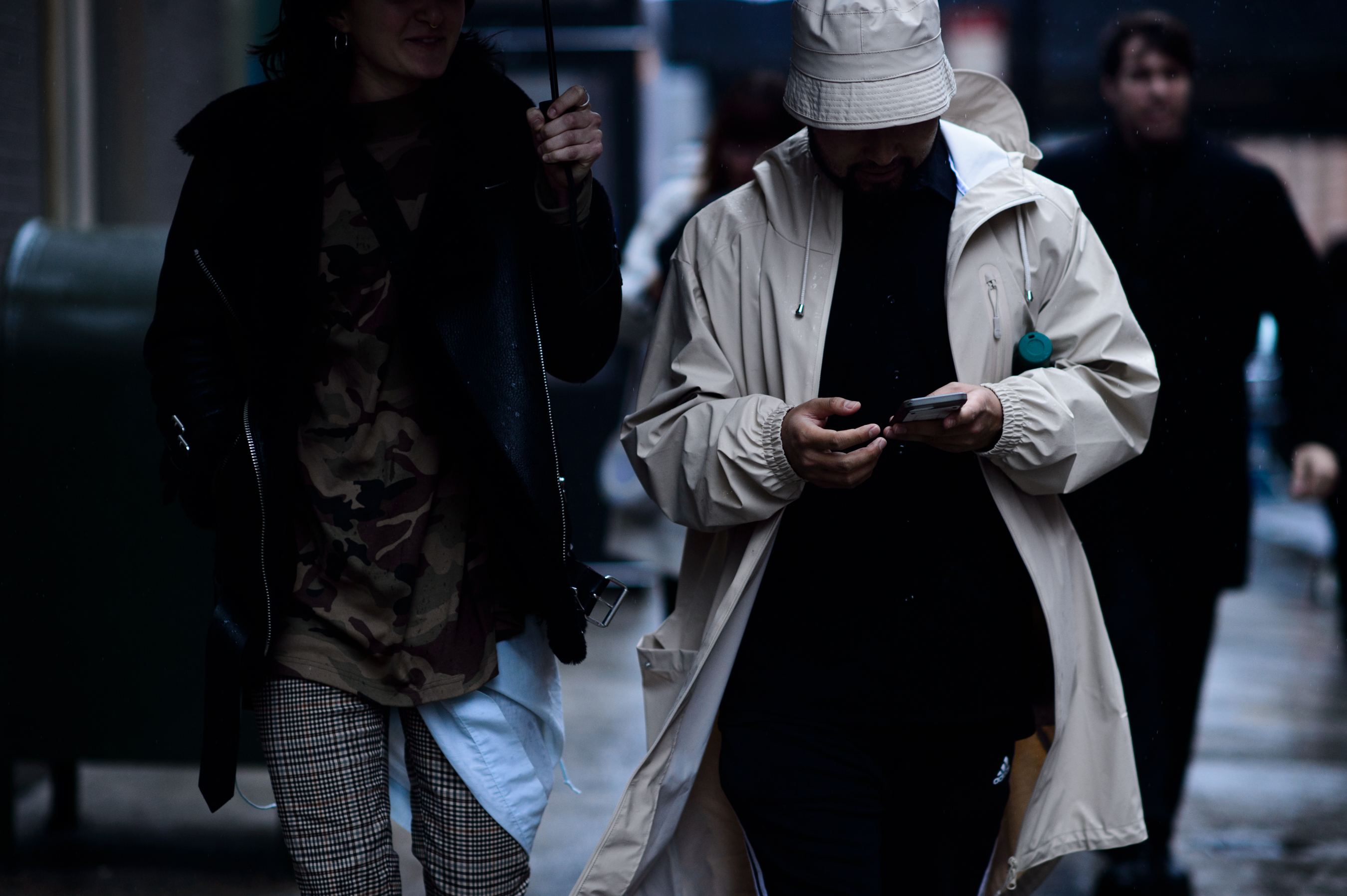Woman and man on phone