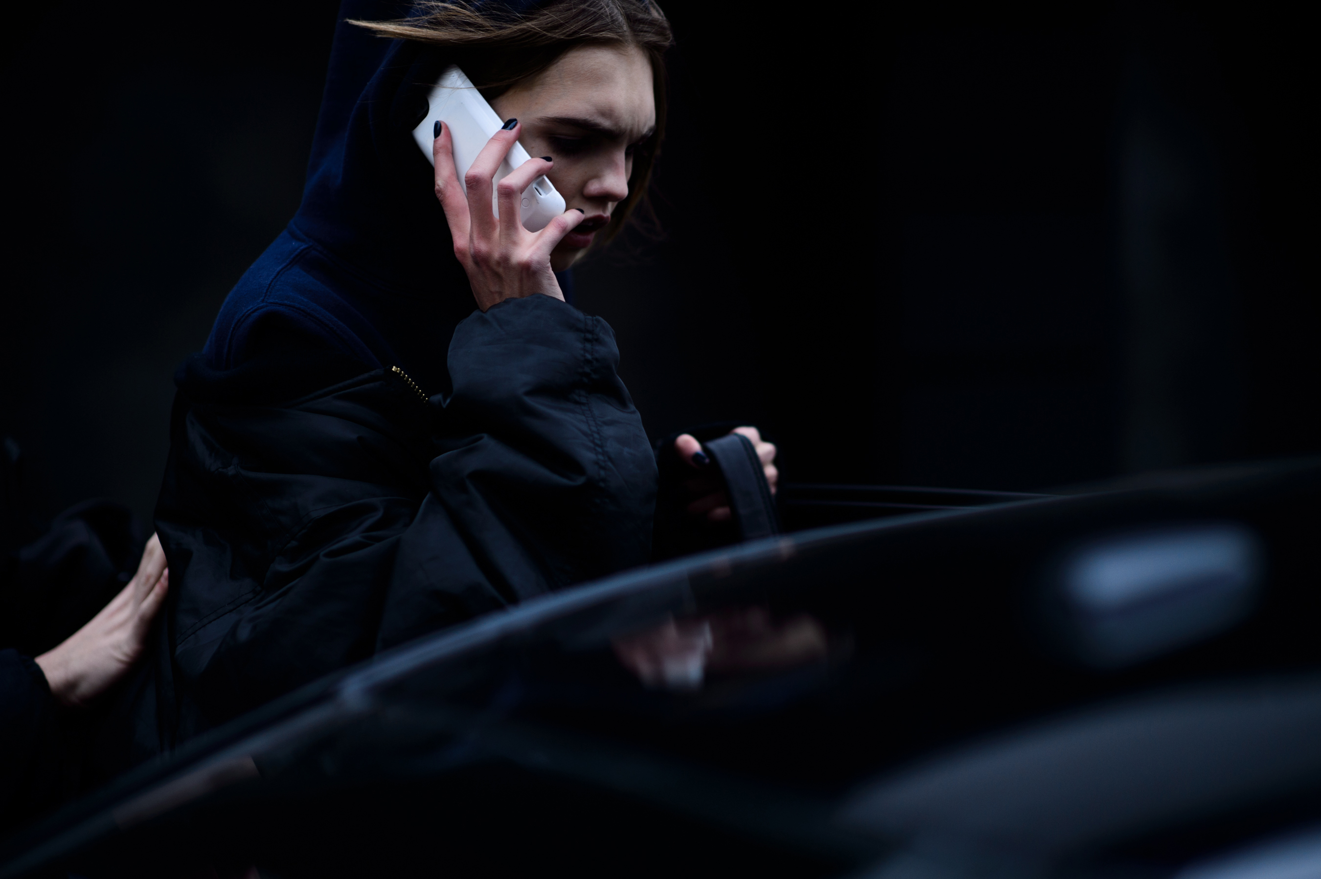 Model getting in the car