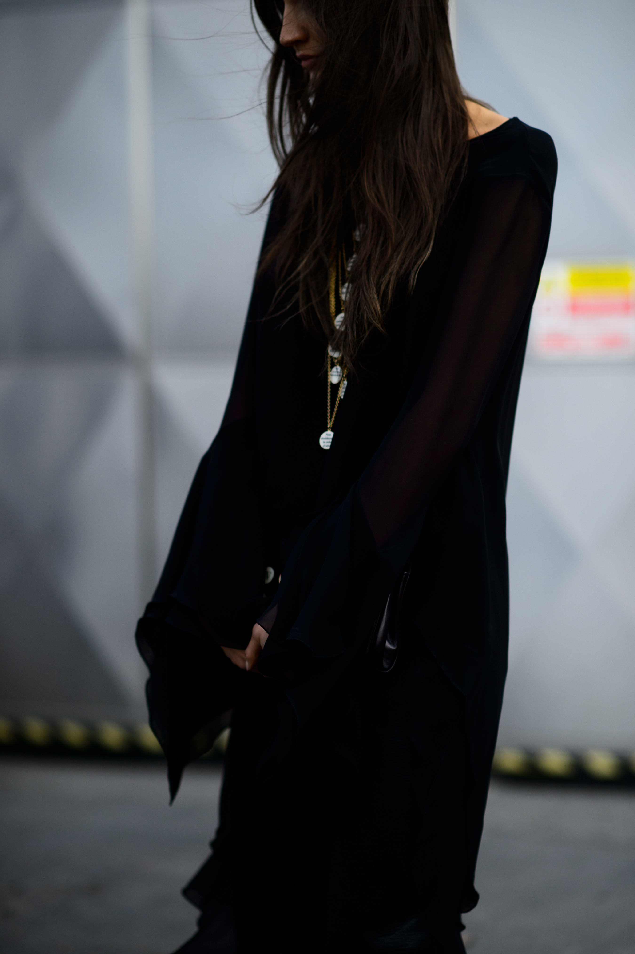 Italian woman wearing black dress