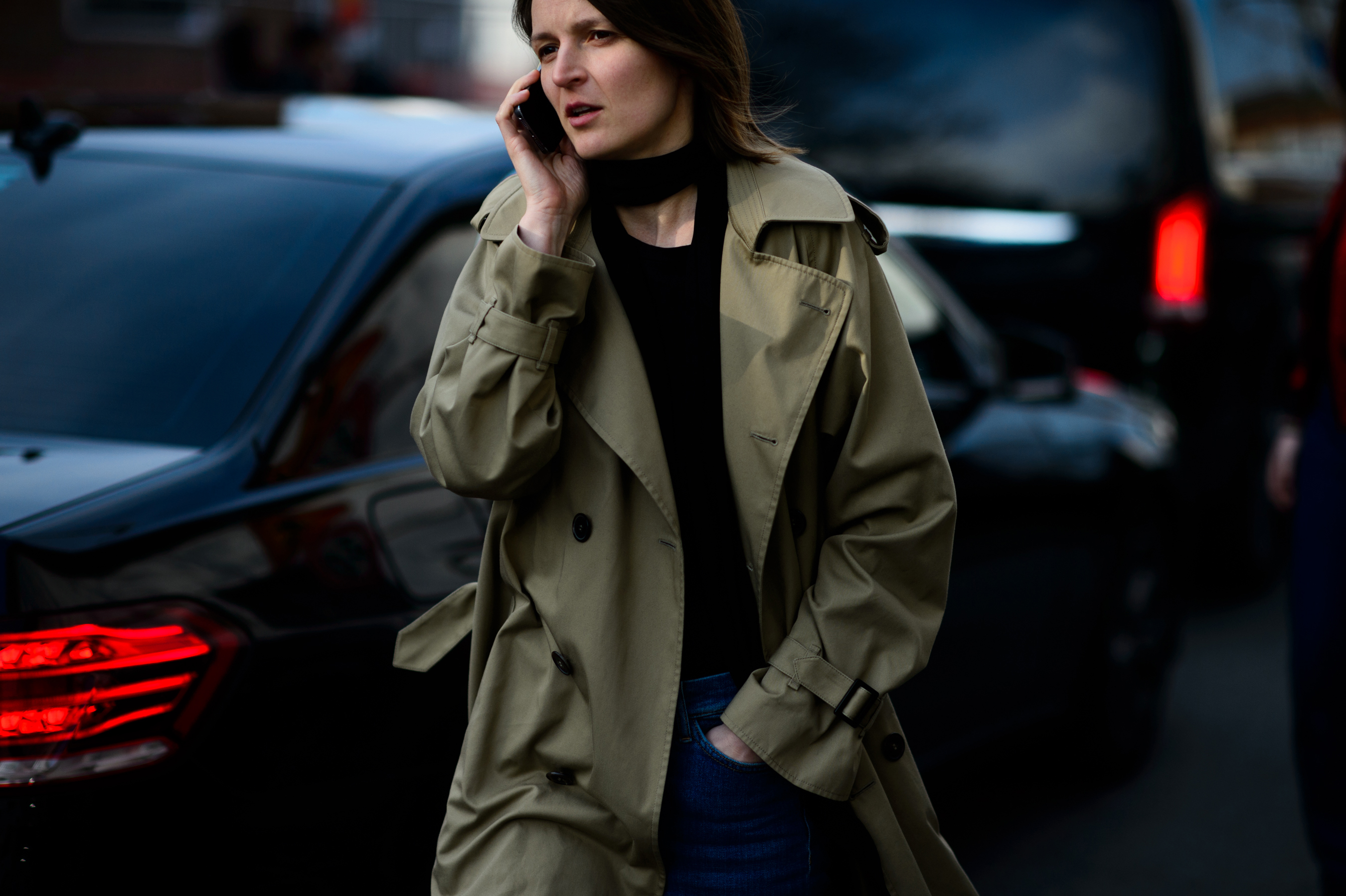 Russian Vogue fashion editor trench coat