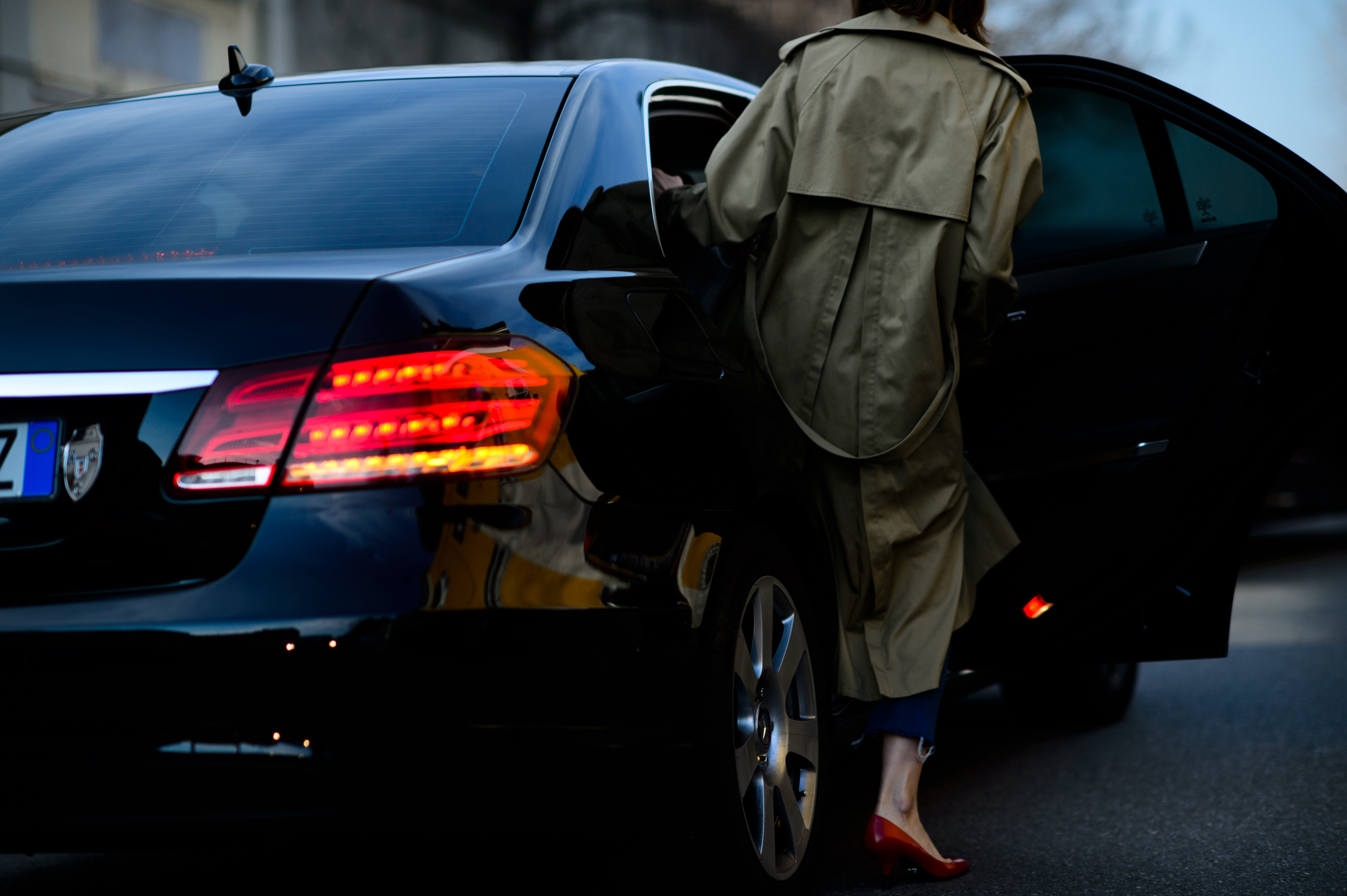 Russian Vogue fashion editor trench coat