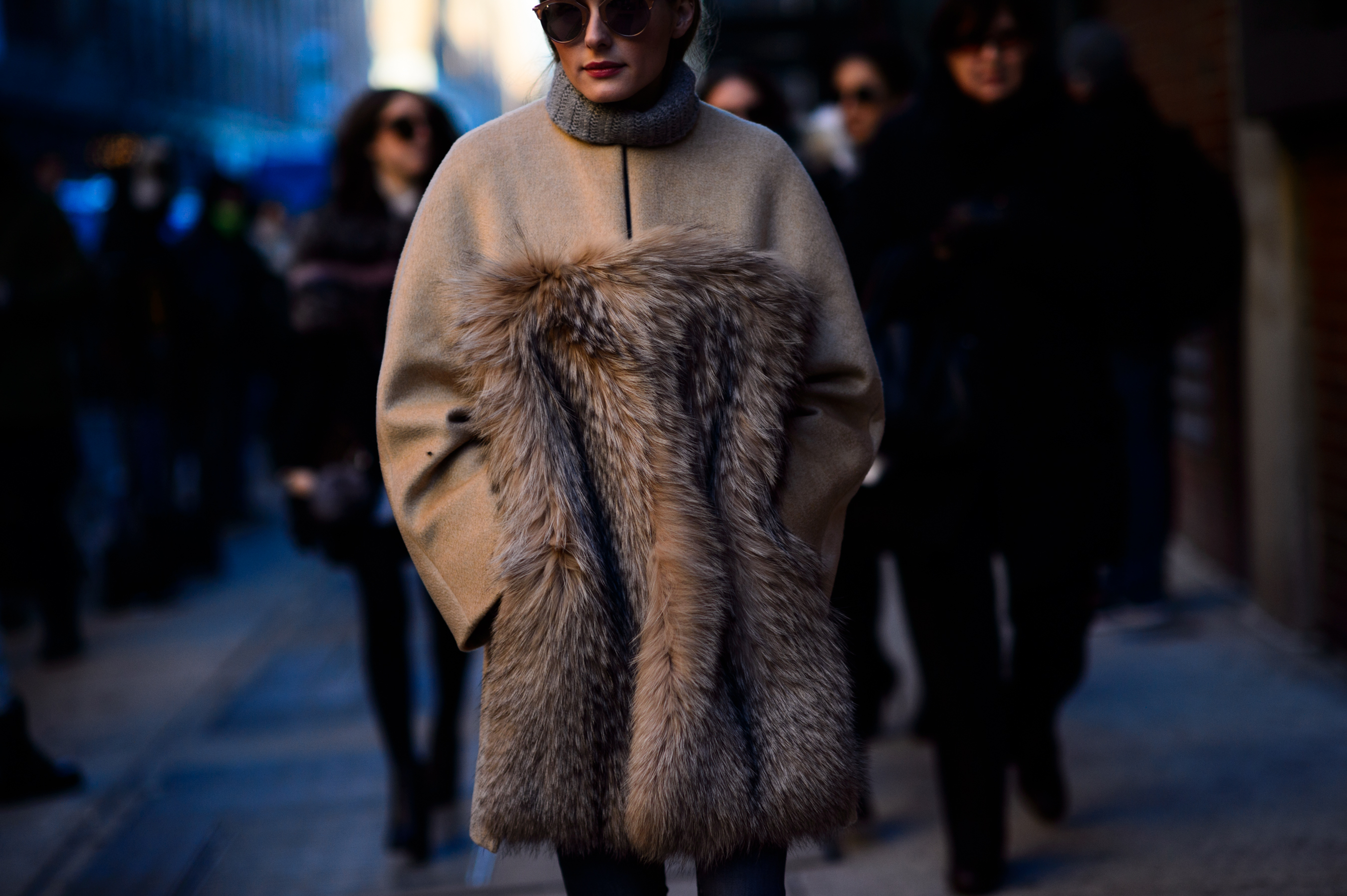 Woman wearing fur coat