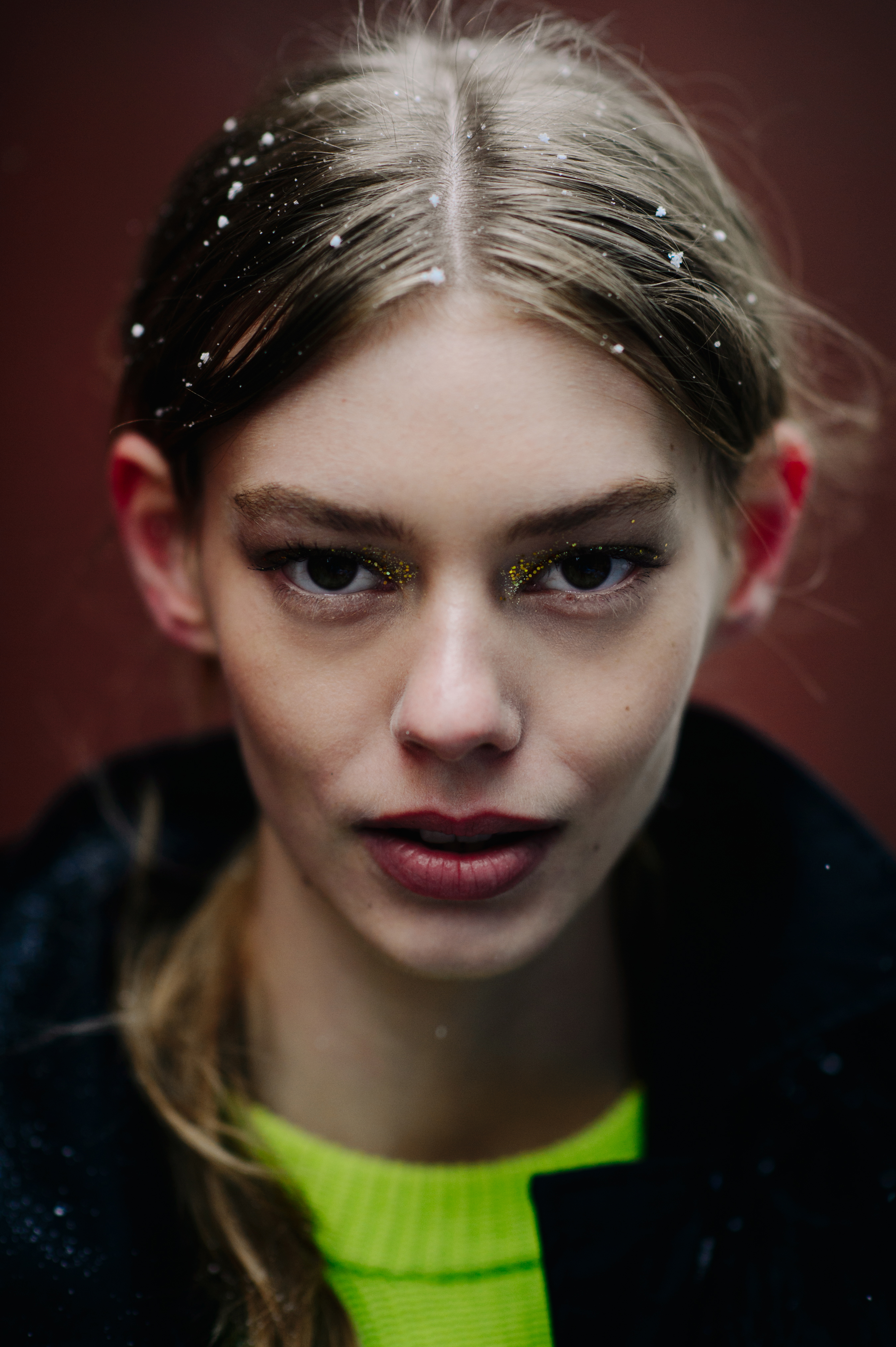 Portrait of a model glitter make up