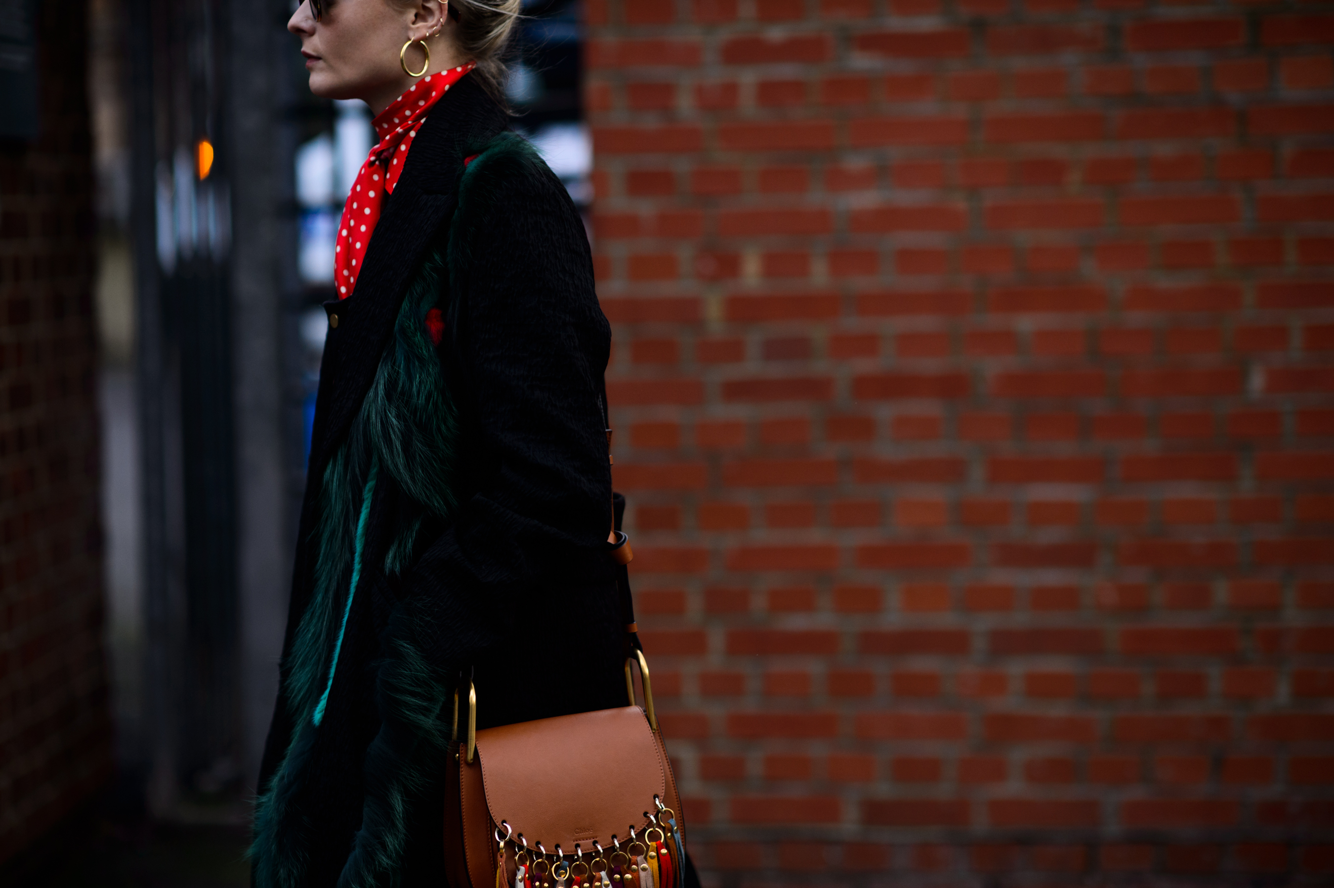 British blogger wearing neck scarf