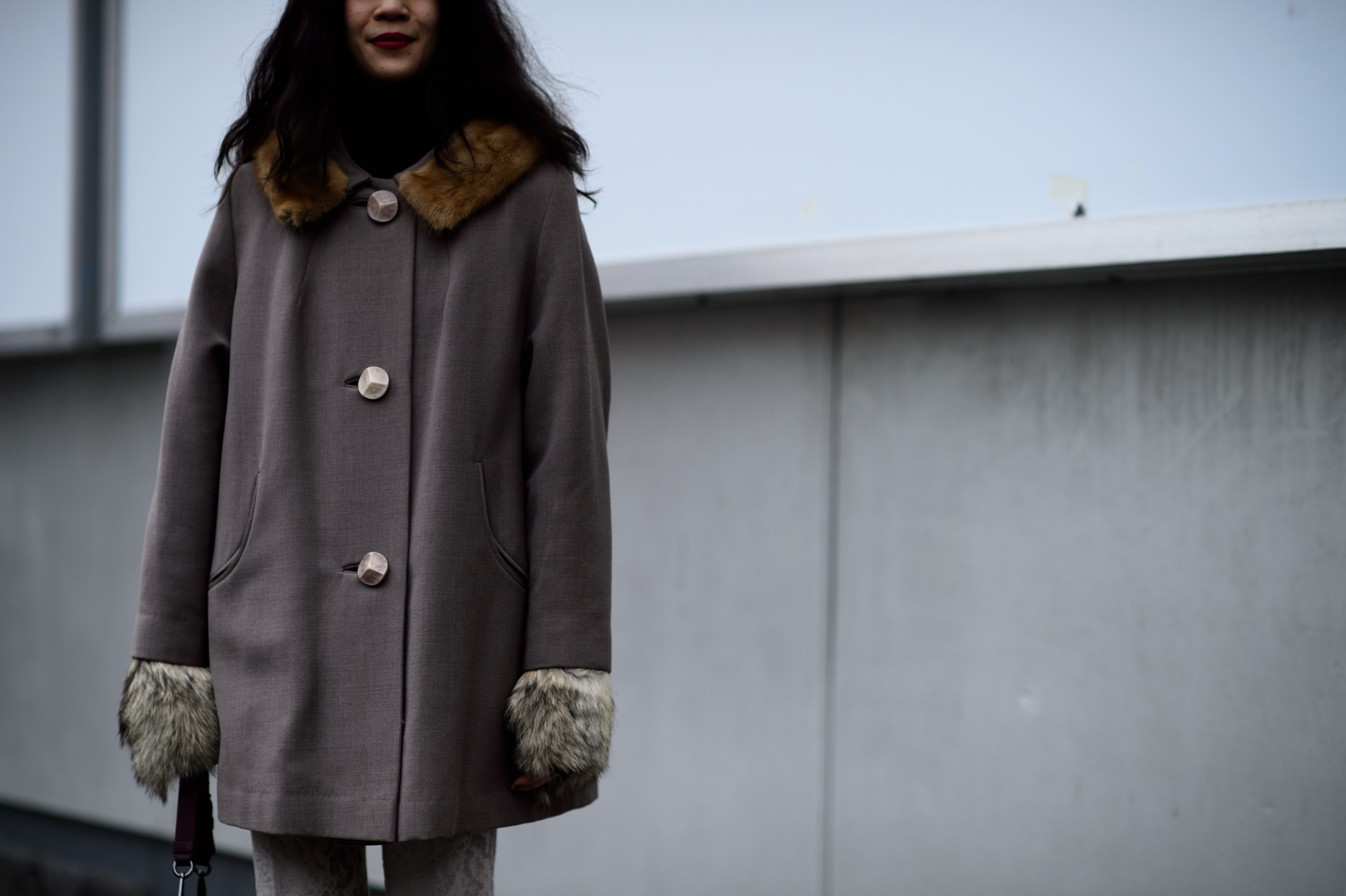Woman wearing vintage coat