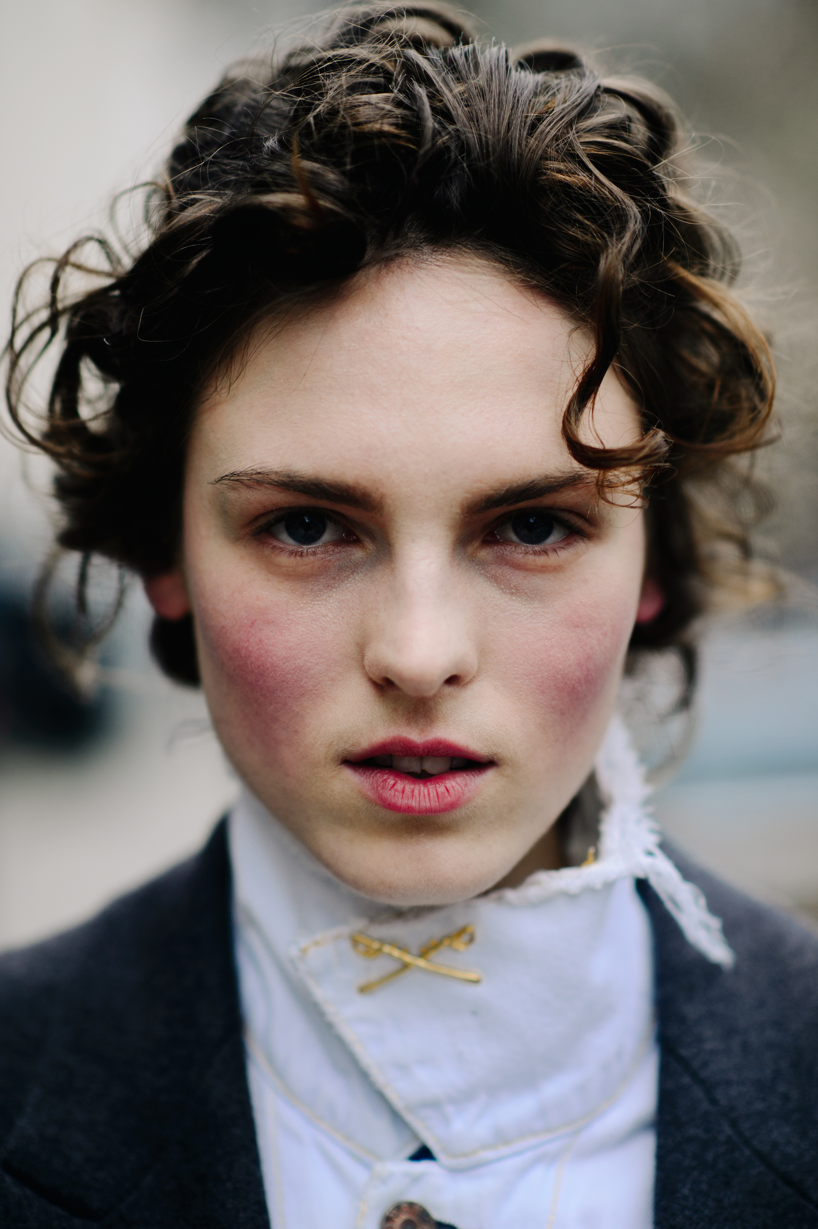 Portrait of a model with rosy cheeks