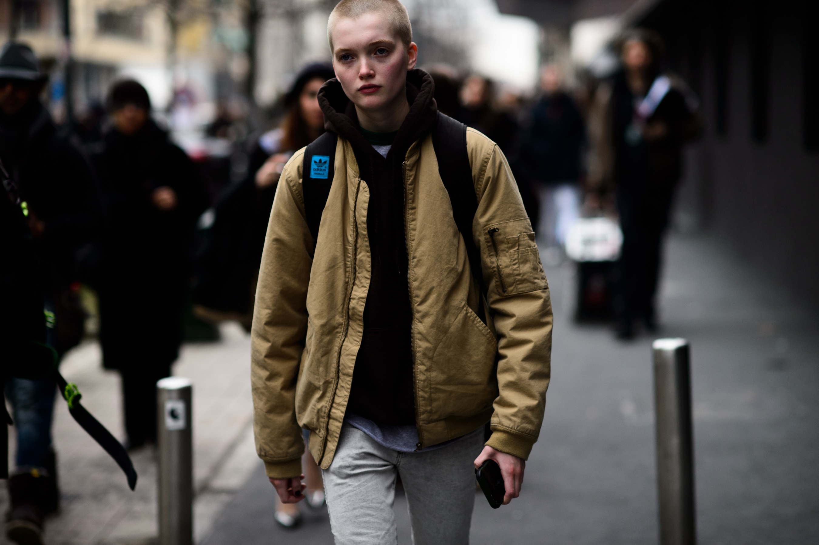 British model after Etro show