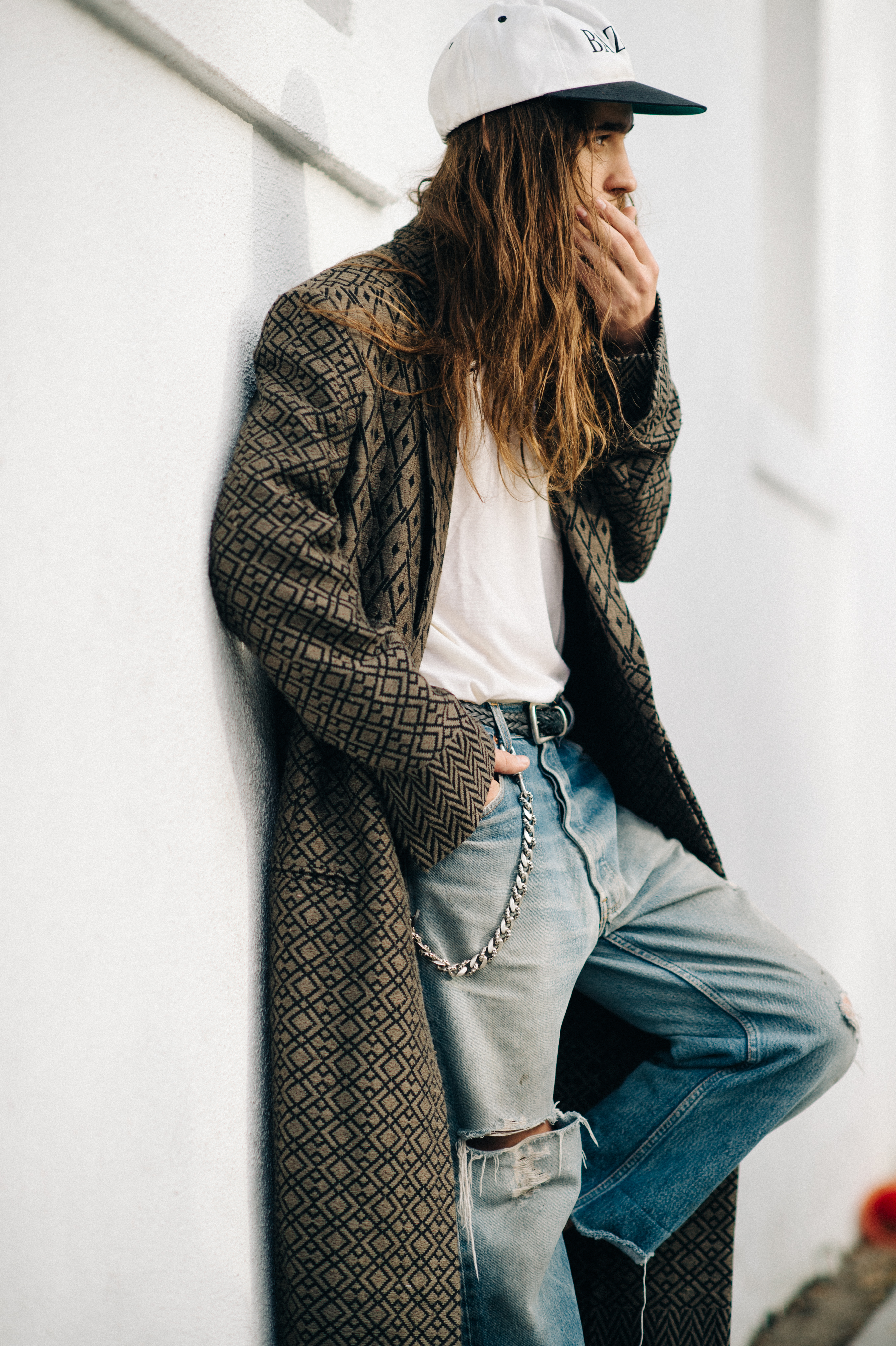 Male model with long hair