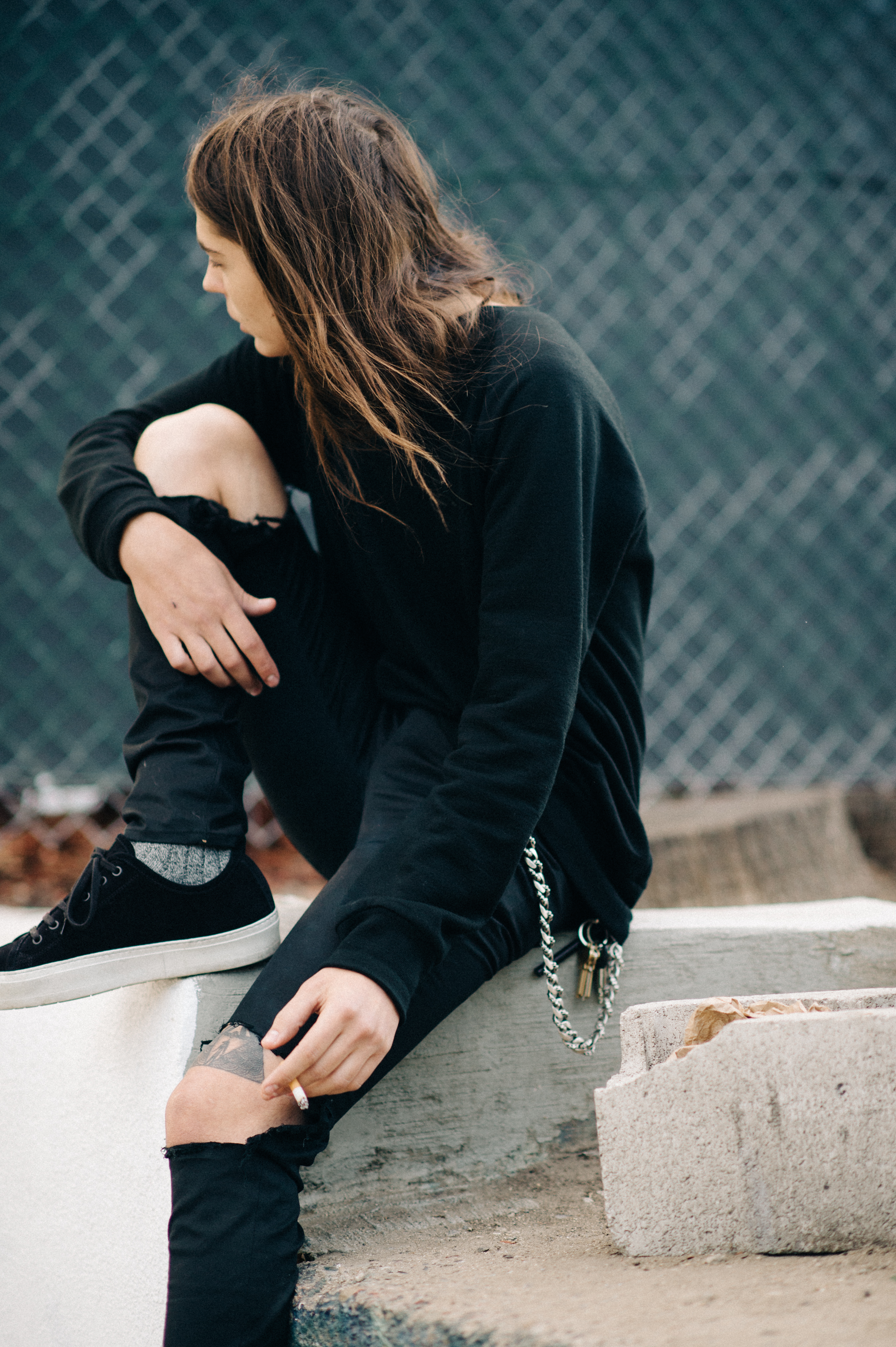 Male model with long hair