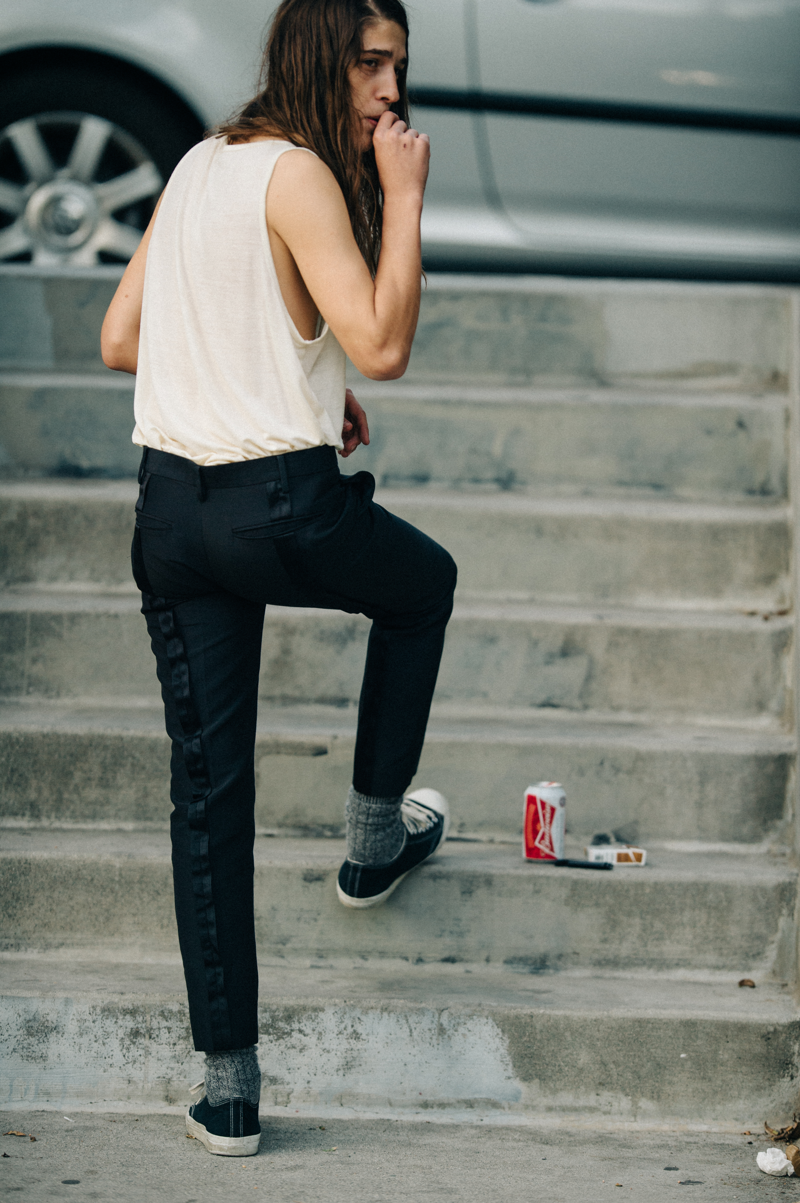 Male model with long hair