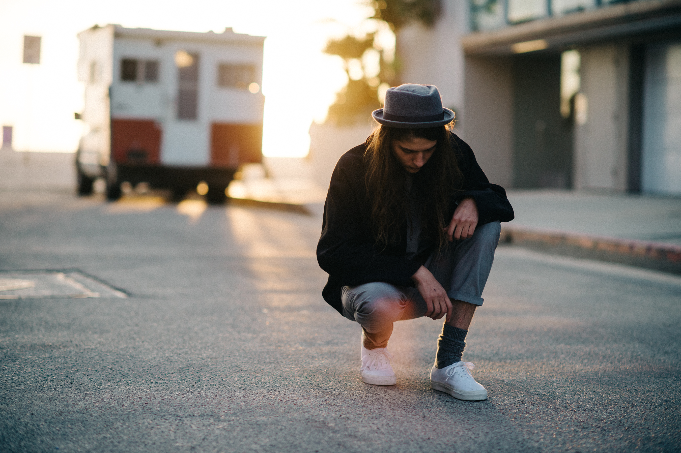 Male model with long hair