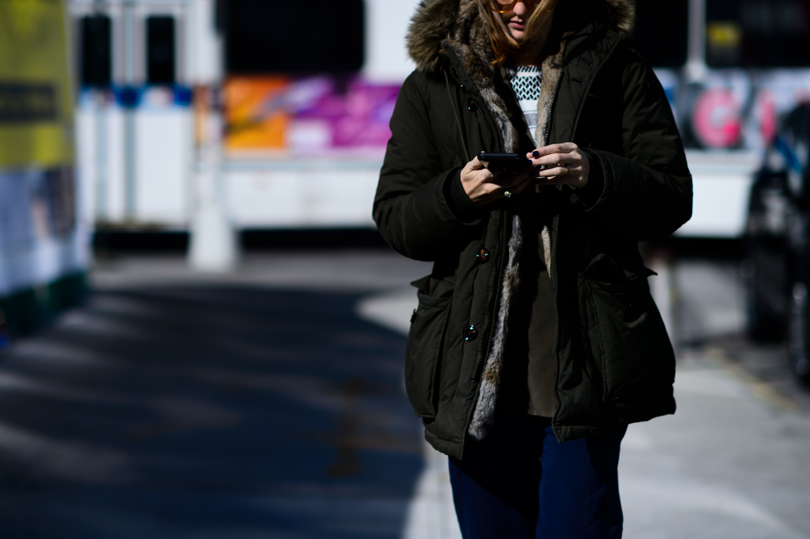 Argentinian woman wearing green parka