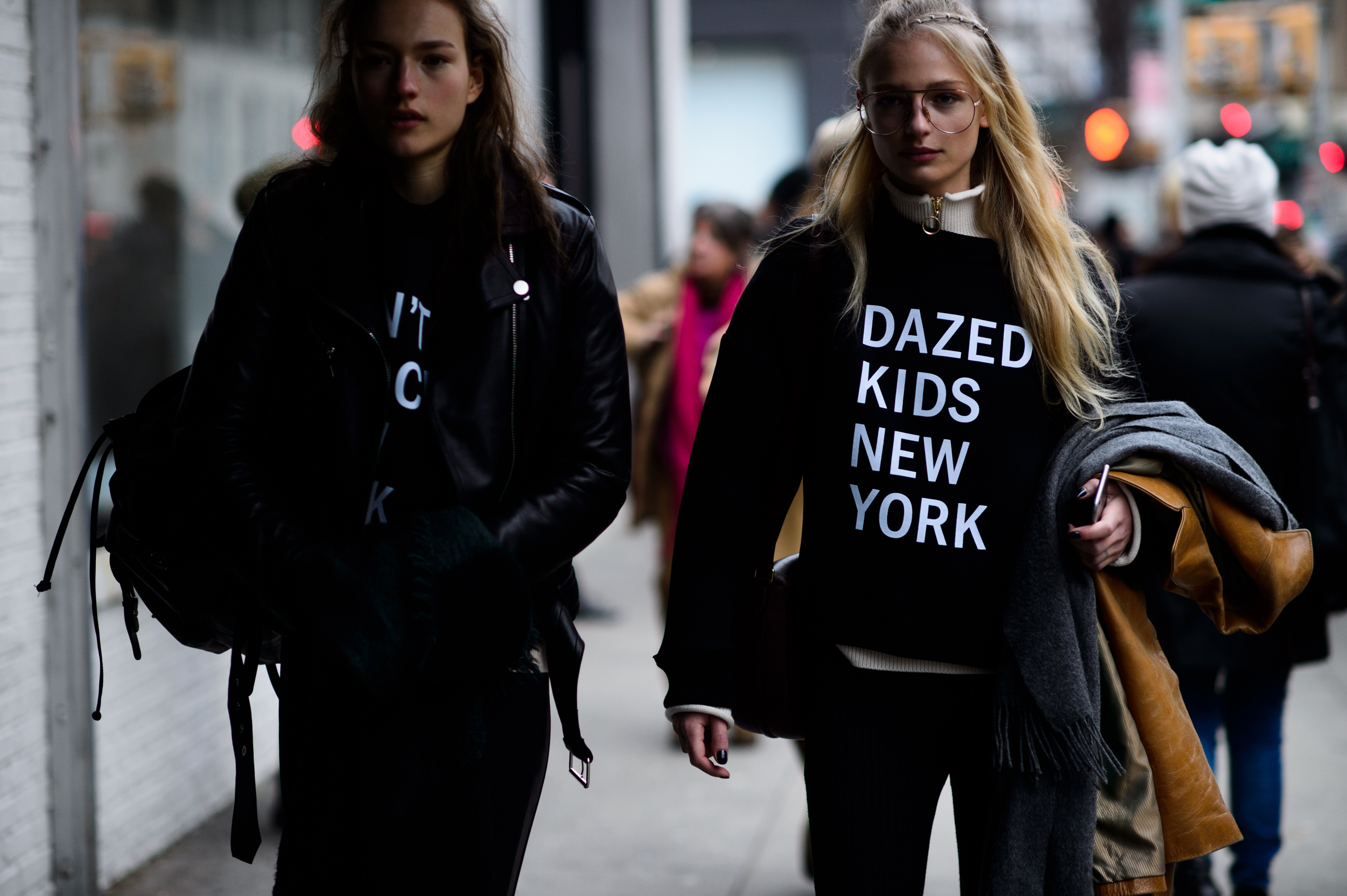 Two models after DKNY show