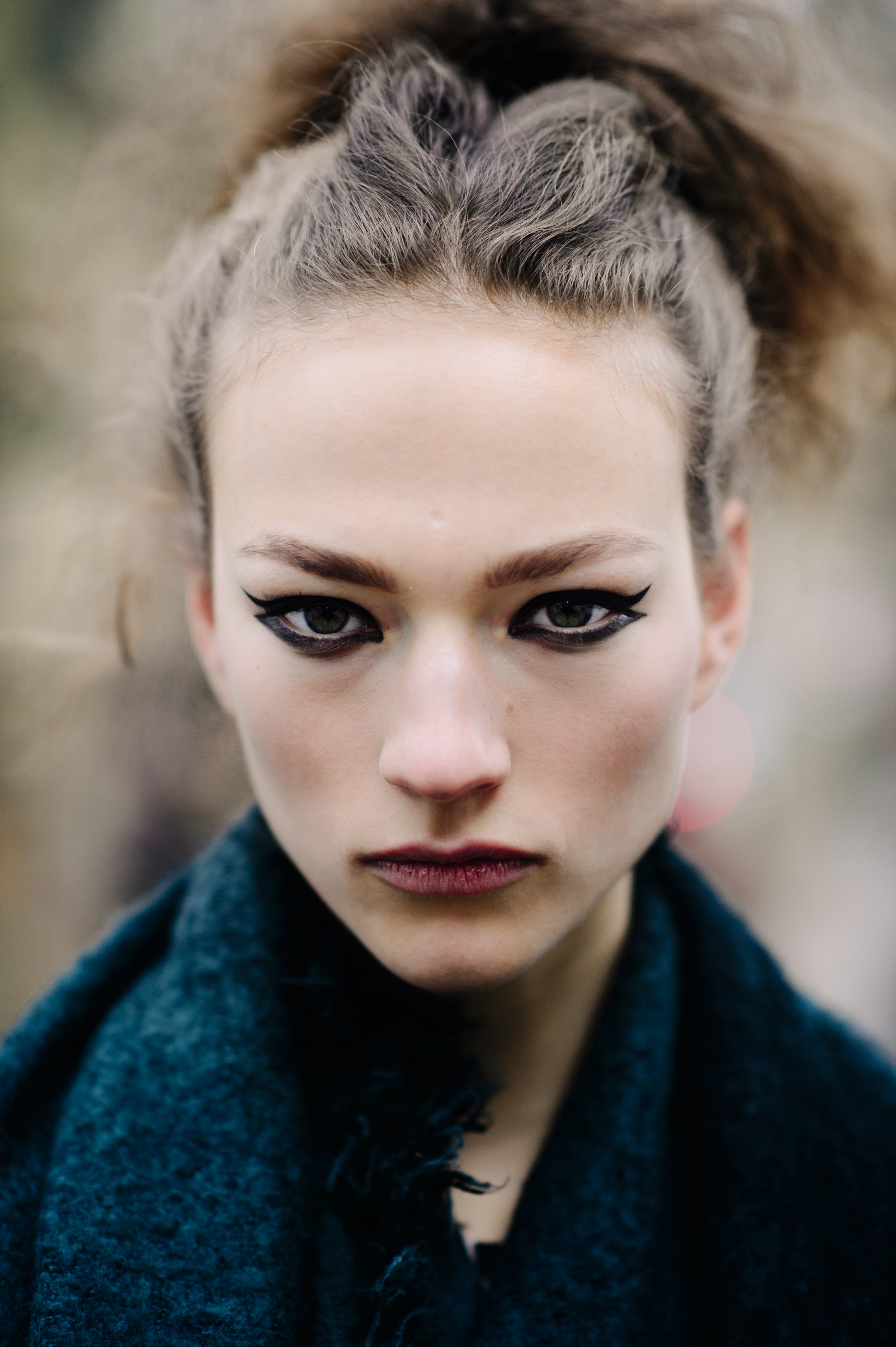 Portrait of a model with black make up