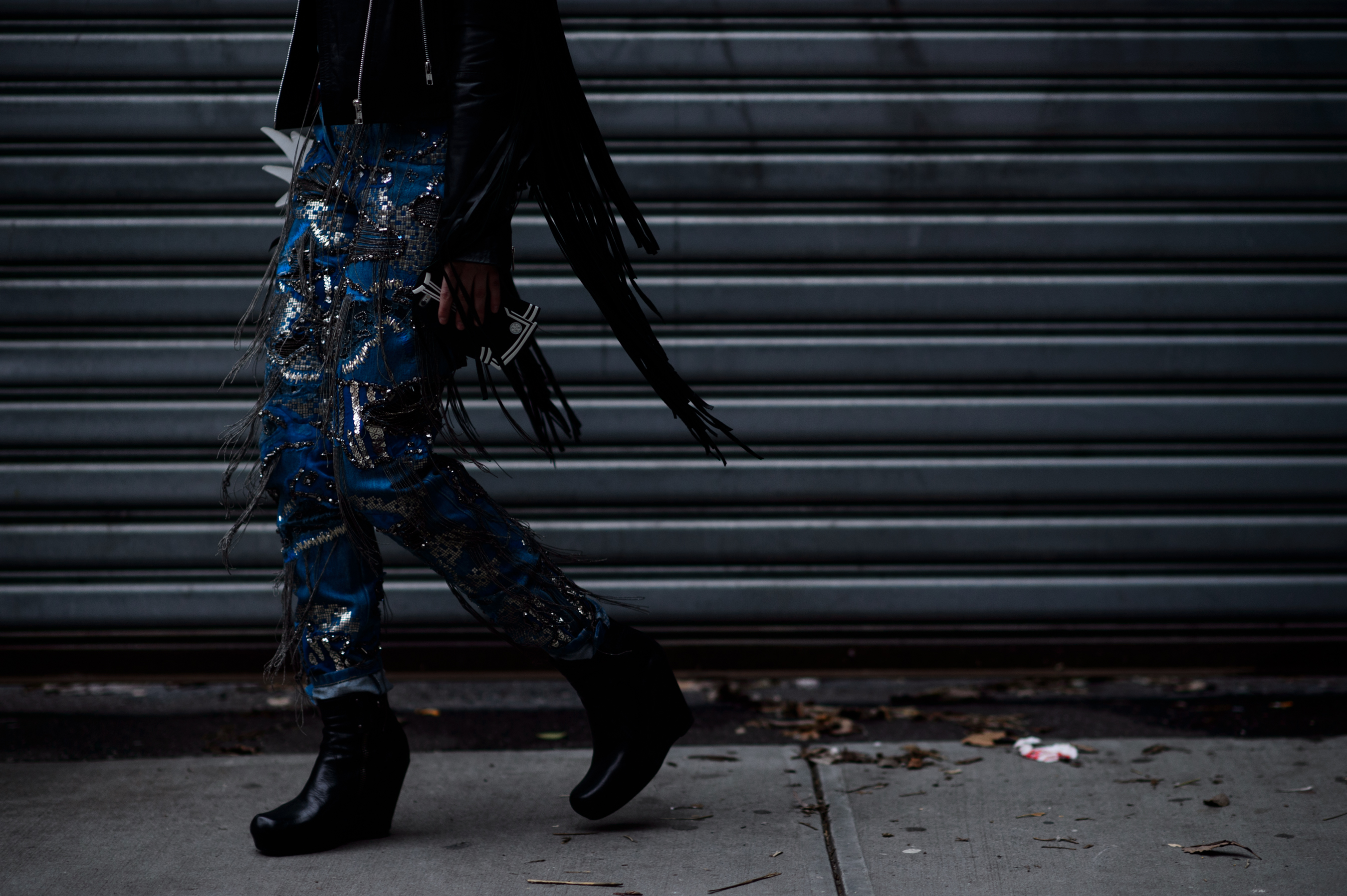 Russian stylist wearing flared pants