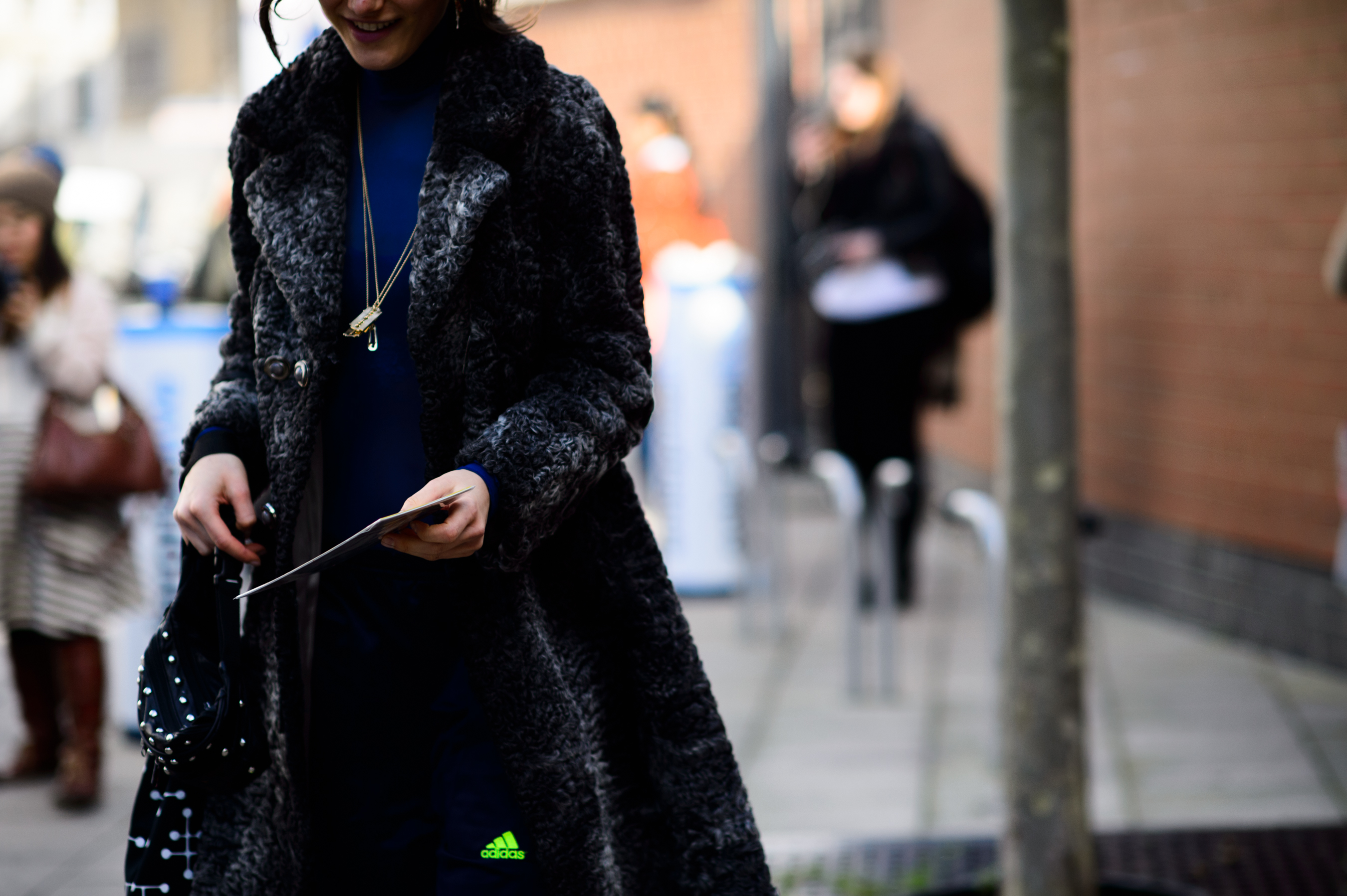 Woman wearing fur coat