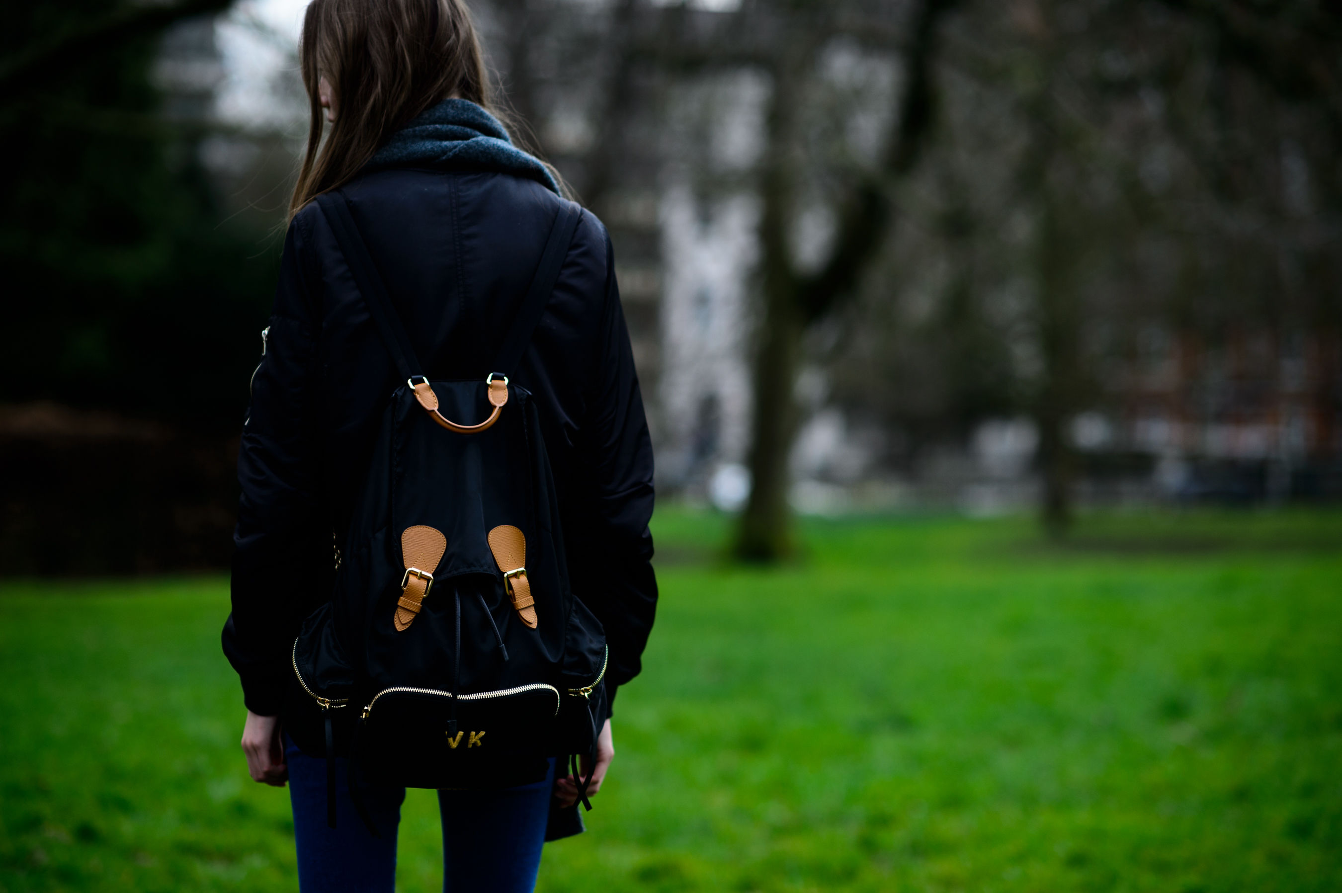 Russian model wearing personalised backpack