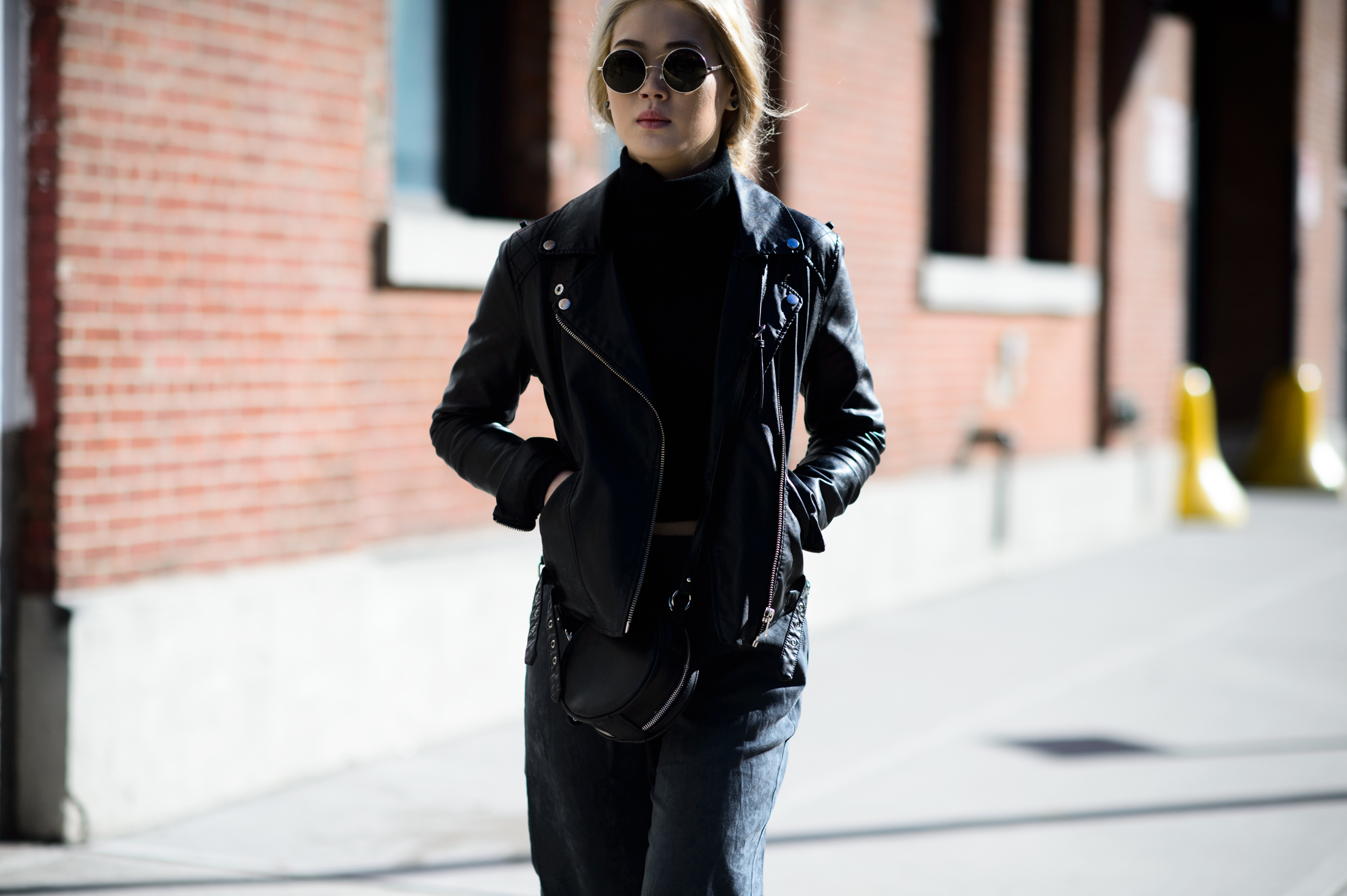 Woman wearing black