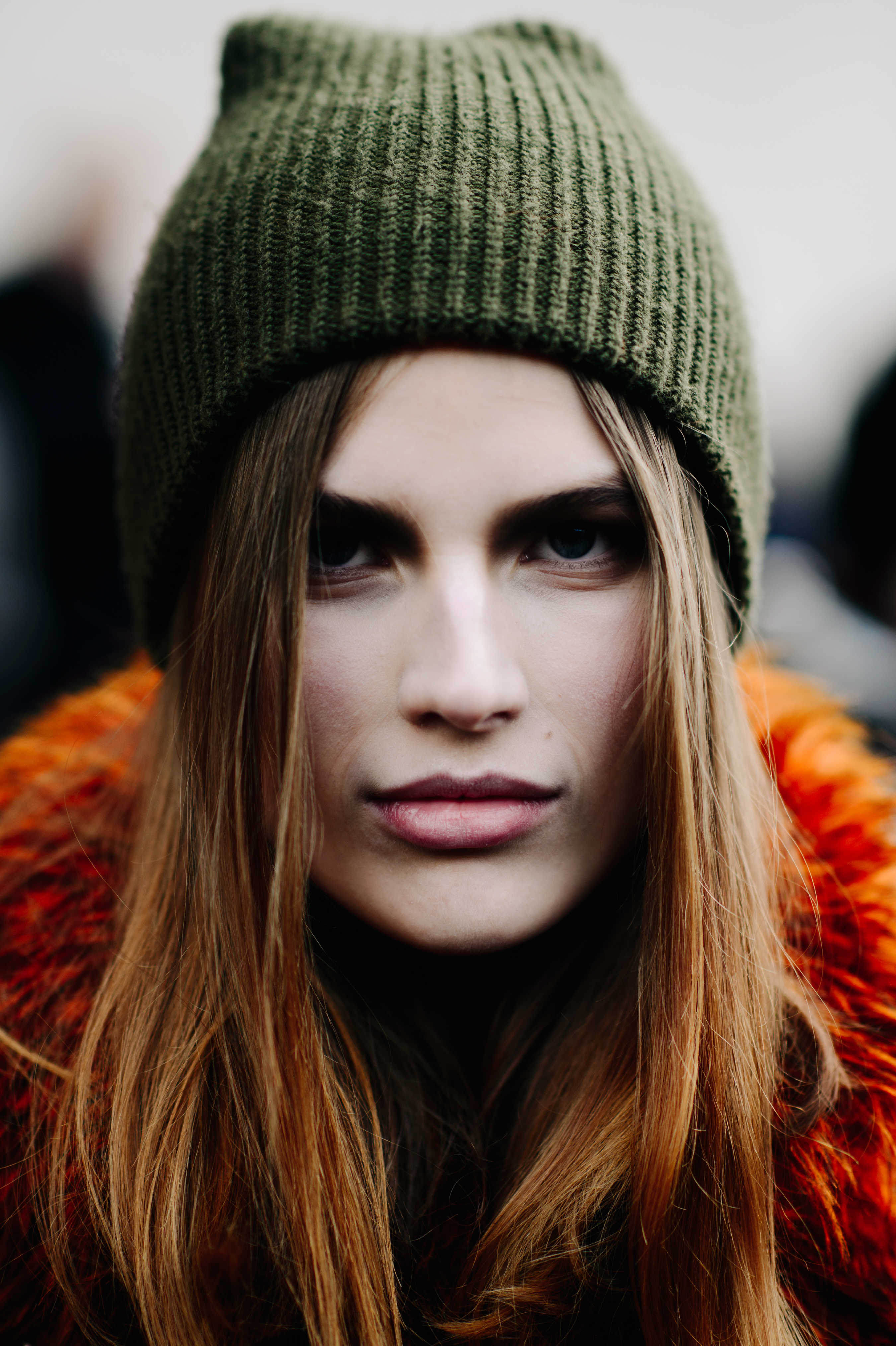 Portrait of model with long blonde hair