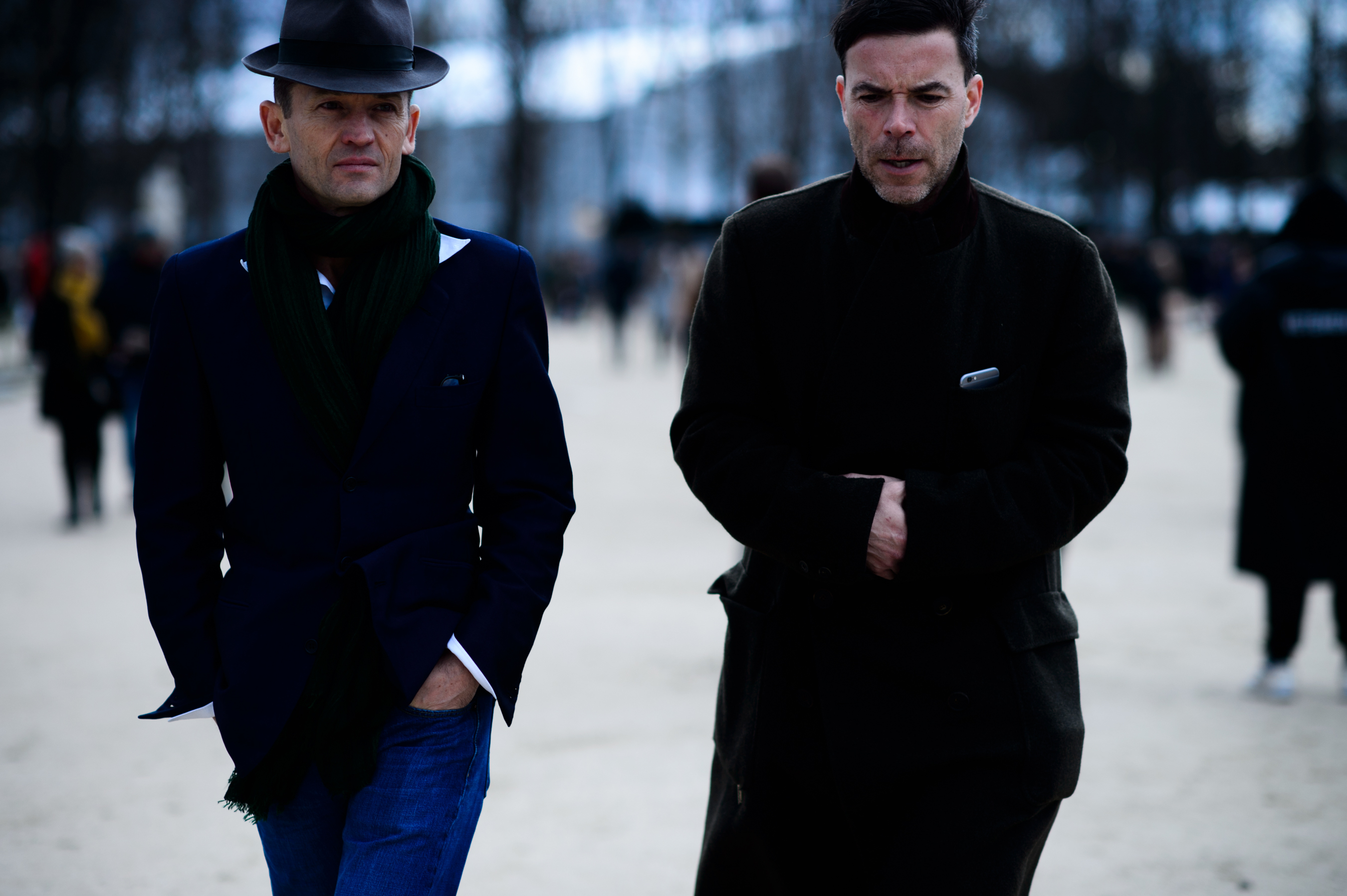 Two men walking after show