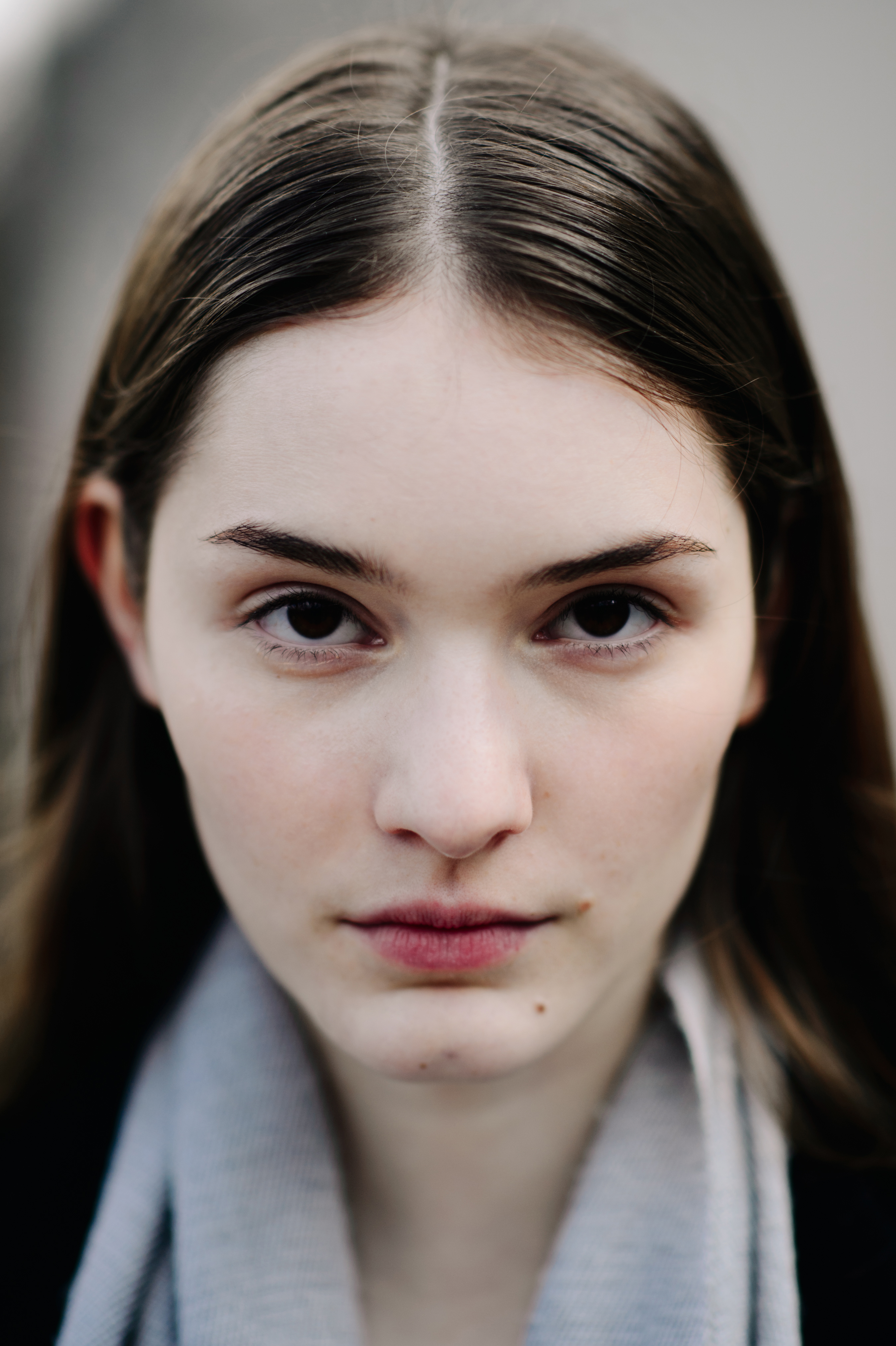 Portrait of a model with dark brown hair