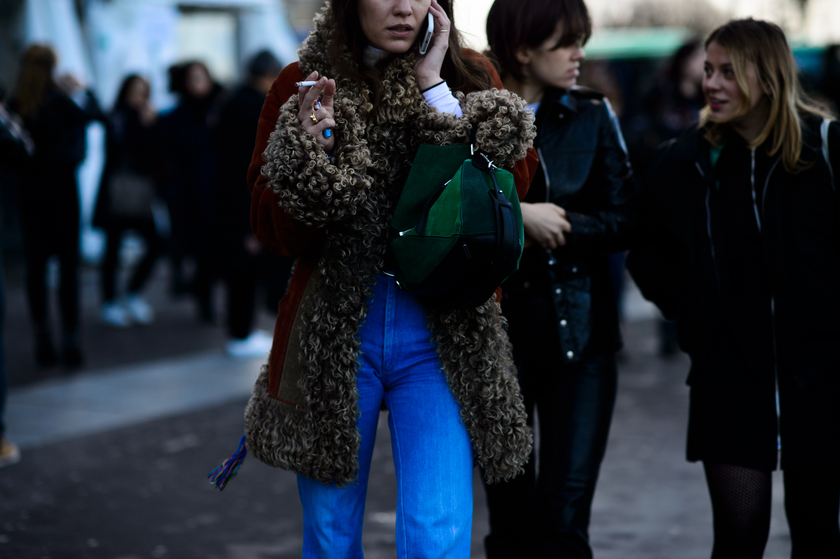 Woman wearing sheepswool jacket