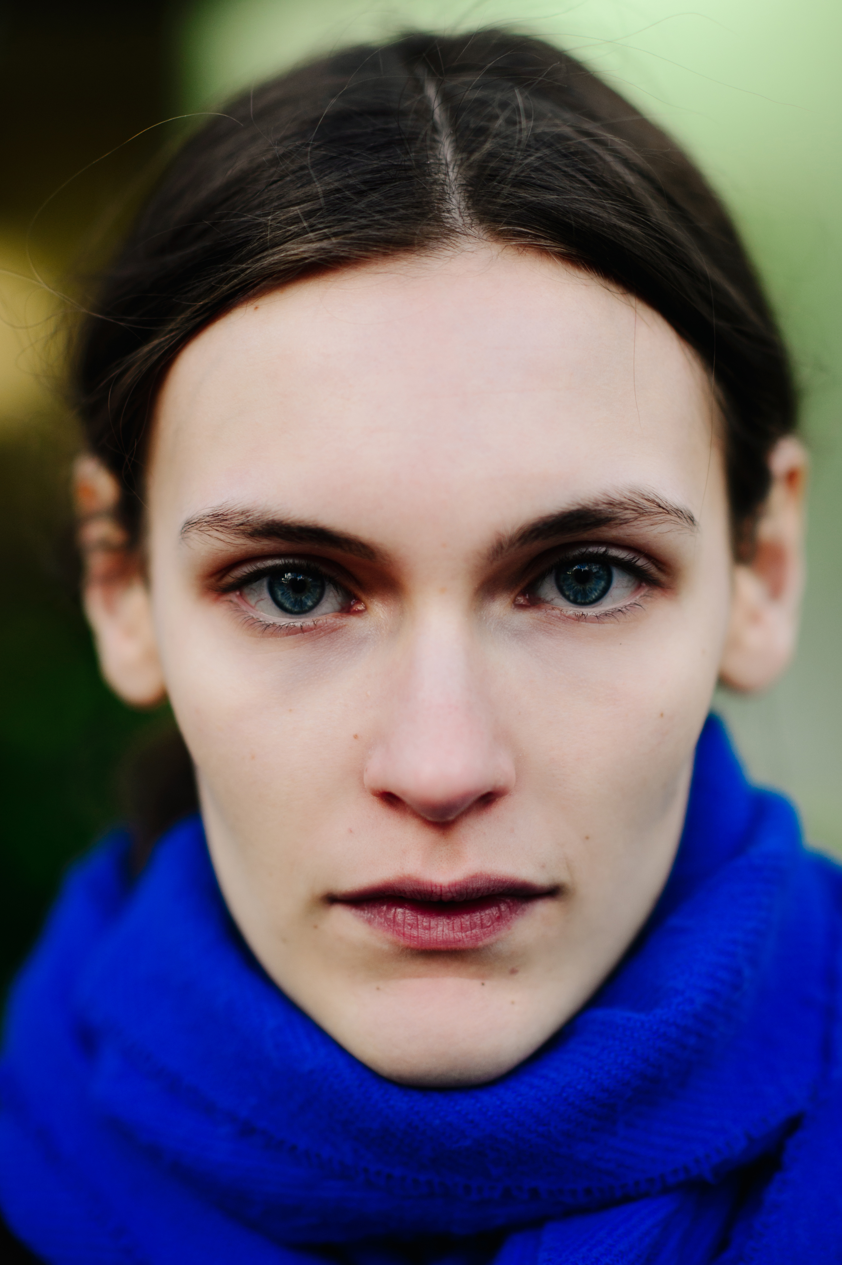 Portrait of a Swedish model with big blue eyes