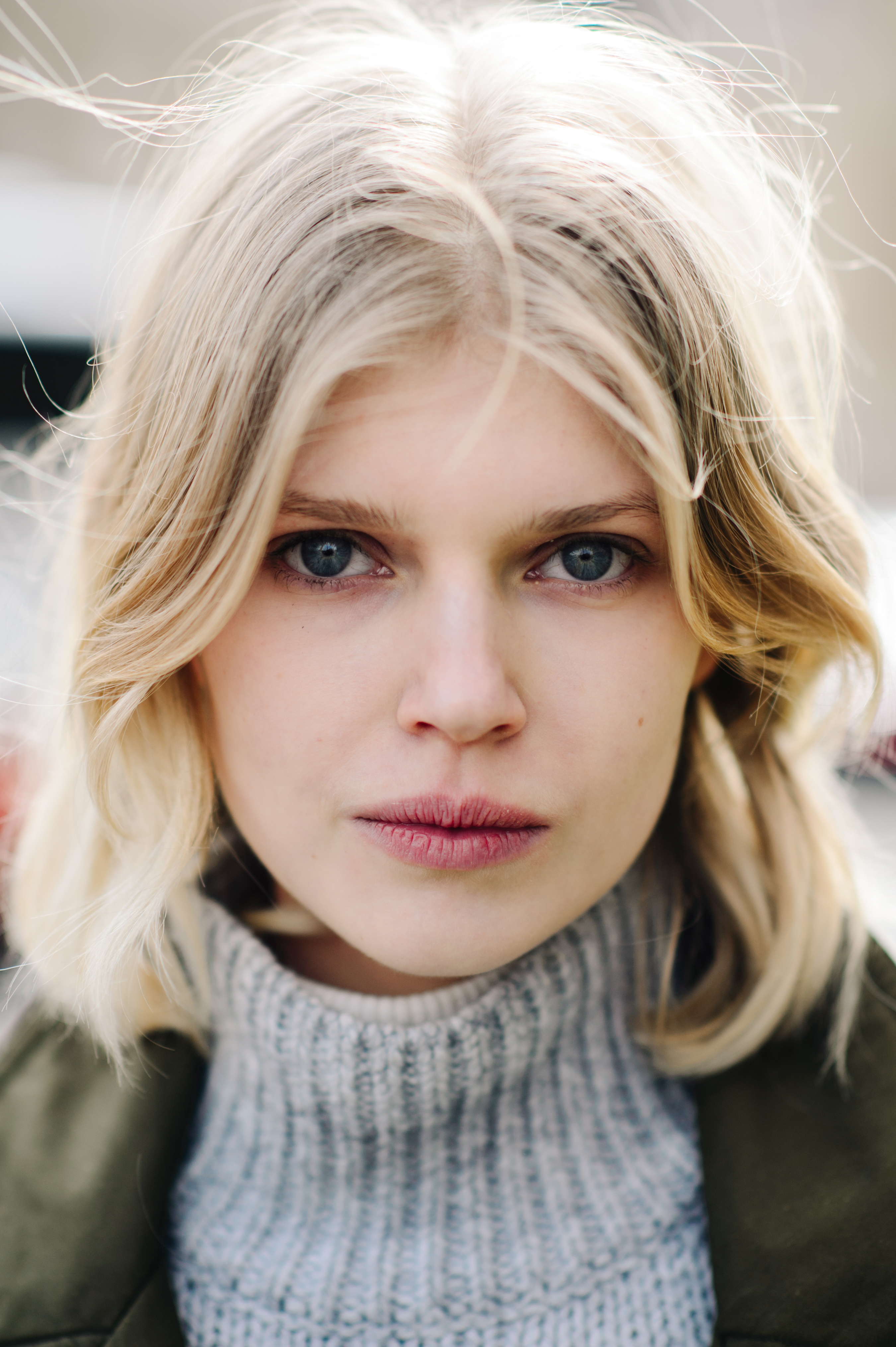 Portrait of a Polish model white hair