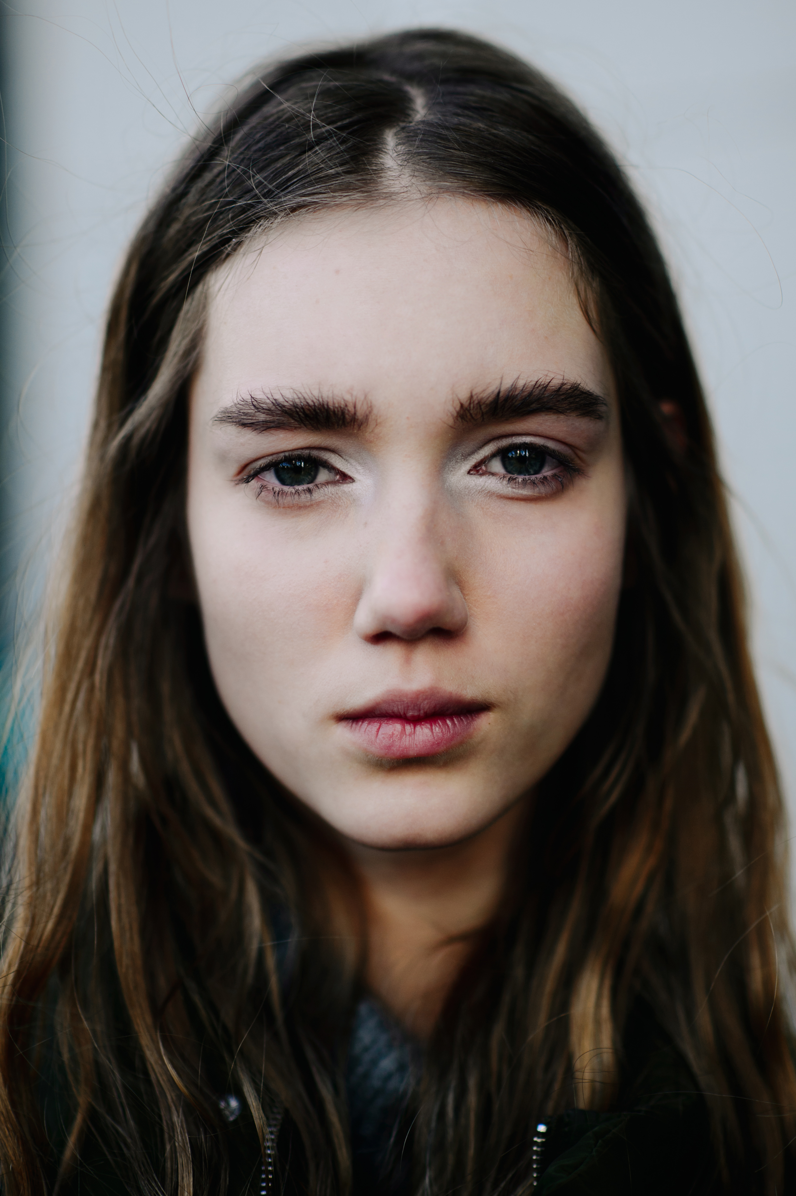 Portrait of Danish model with pointed eyebrows