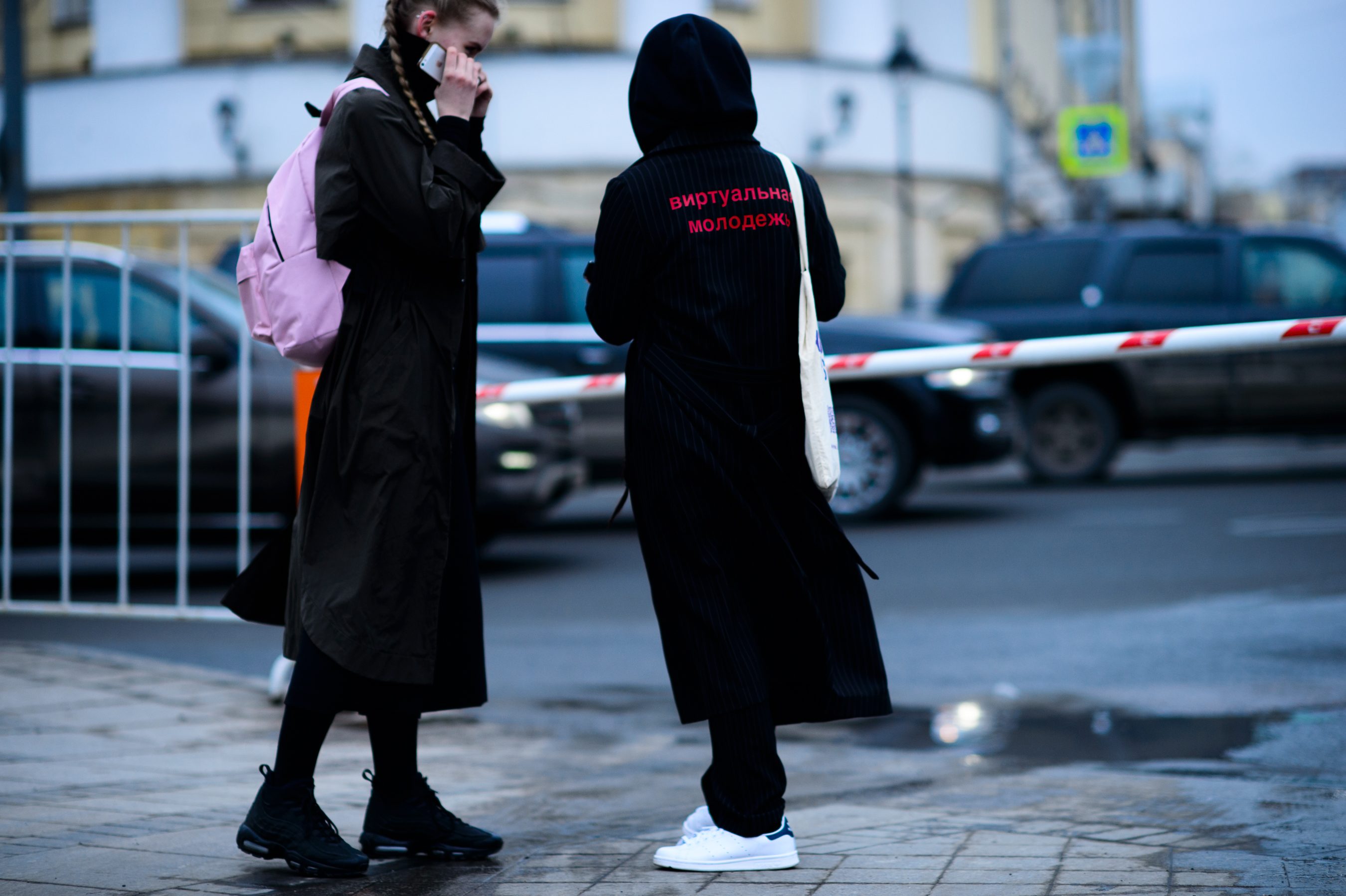 Two Russian girls attending fashion week