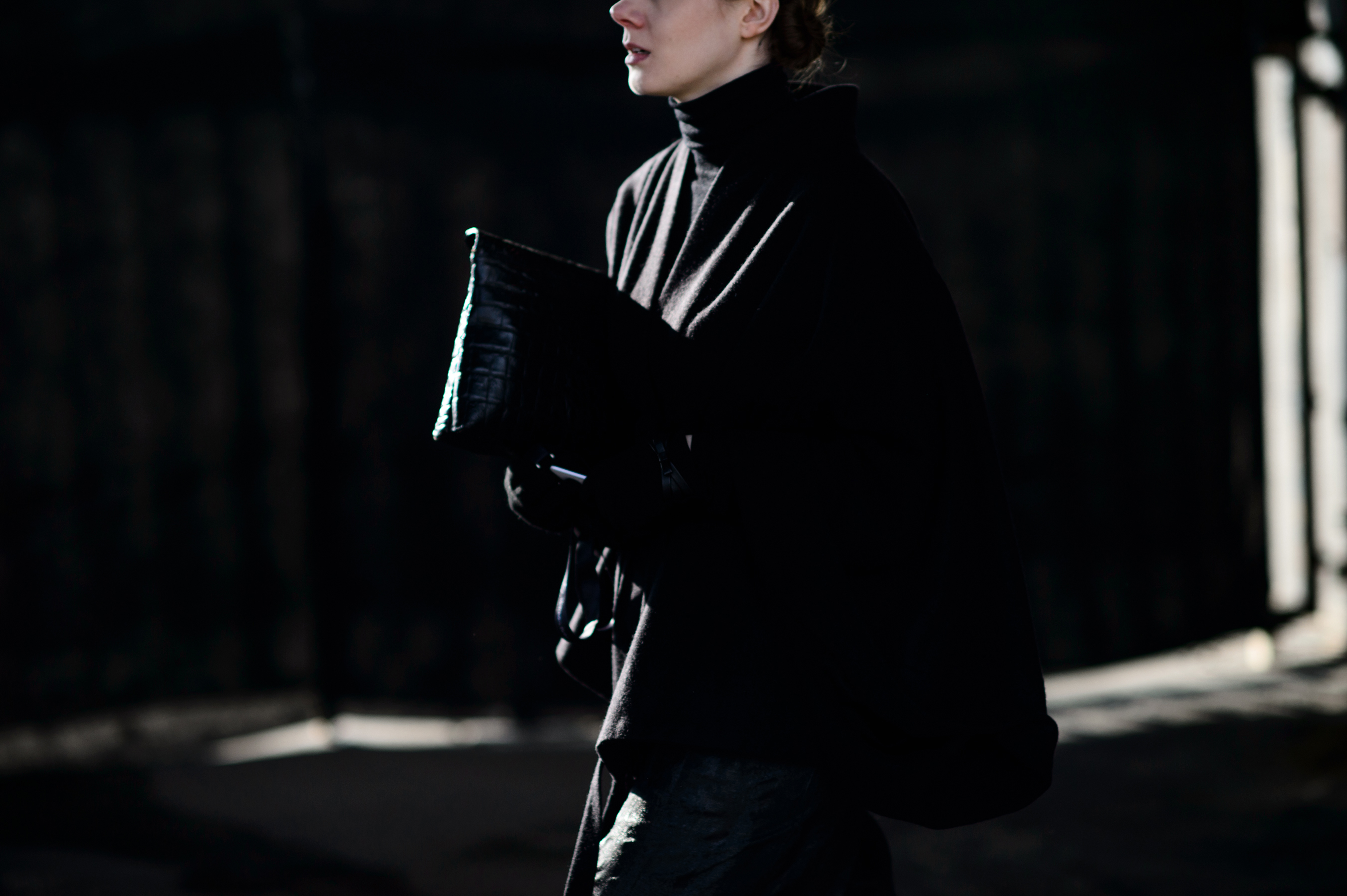 Woman wearing black before the show