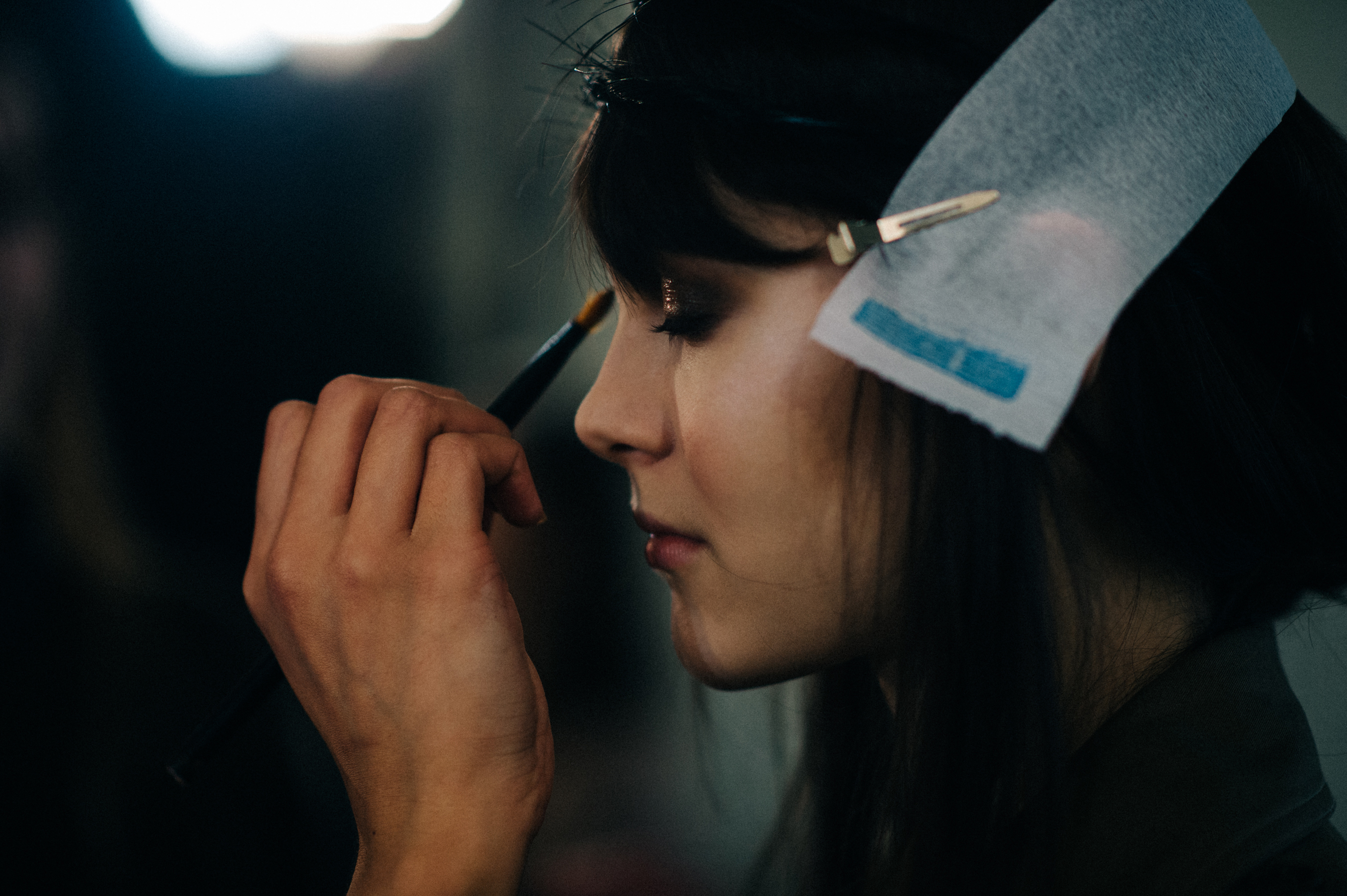Model in makeup preparation